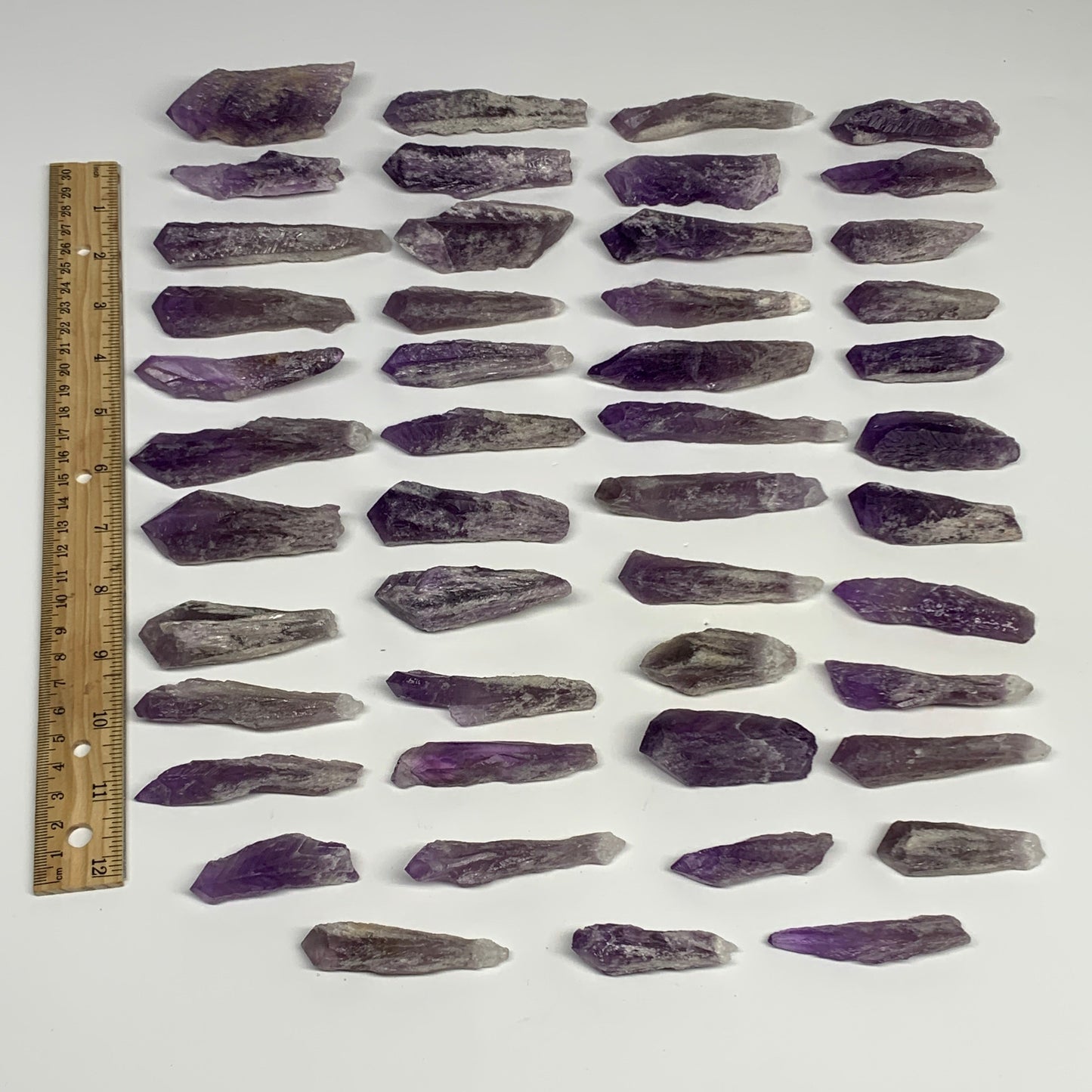 2.2 lbs, 1.9"-3.4", 47pcs, Rough Raw Amethyst Crystal Minerals Specimens, B28789