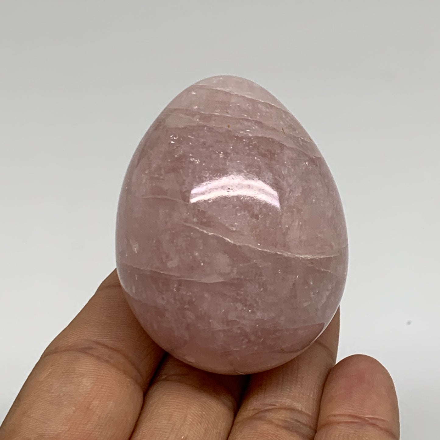 131.5g, 2.1"x1.6", Natural Gemstone Pink Rose Quartz Egg Crystal @India, B34472