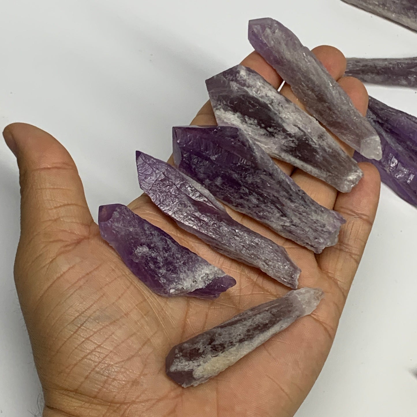 2.2 lbs, 1.9"-3.4", 47pcs, Rough Raw Amethyst Crystal Minerals Specimens, B28789