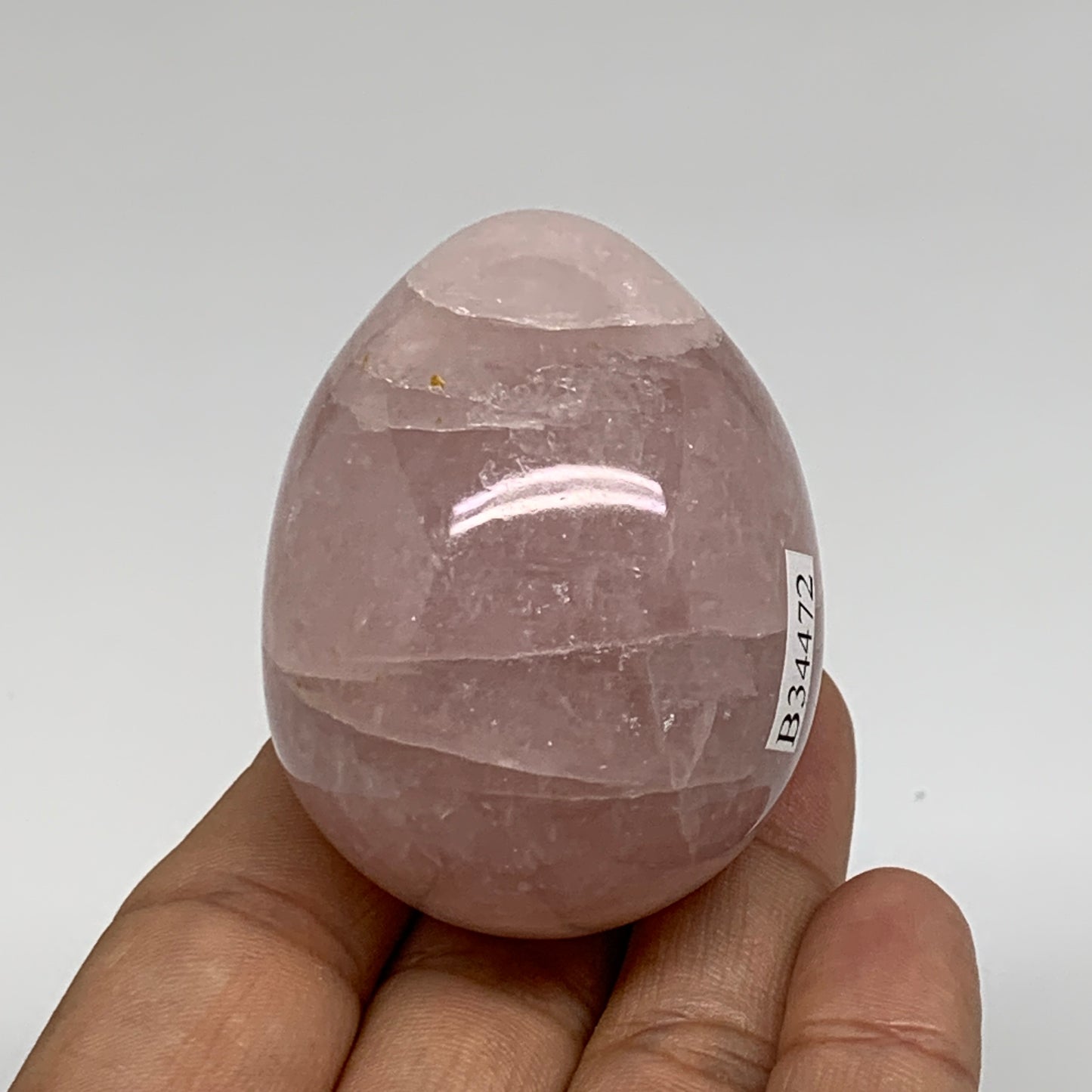 131.5g, 2.1"x1.6", Natural Gemstone Pink Rose Quartz Egg Crystal @India, B34472