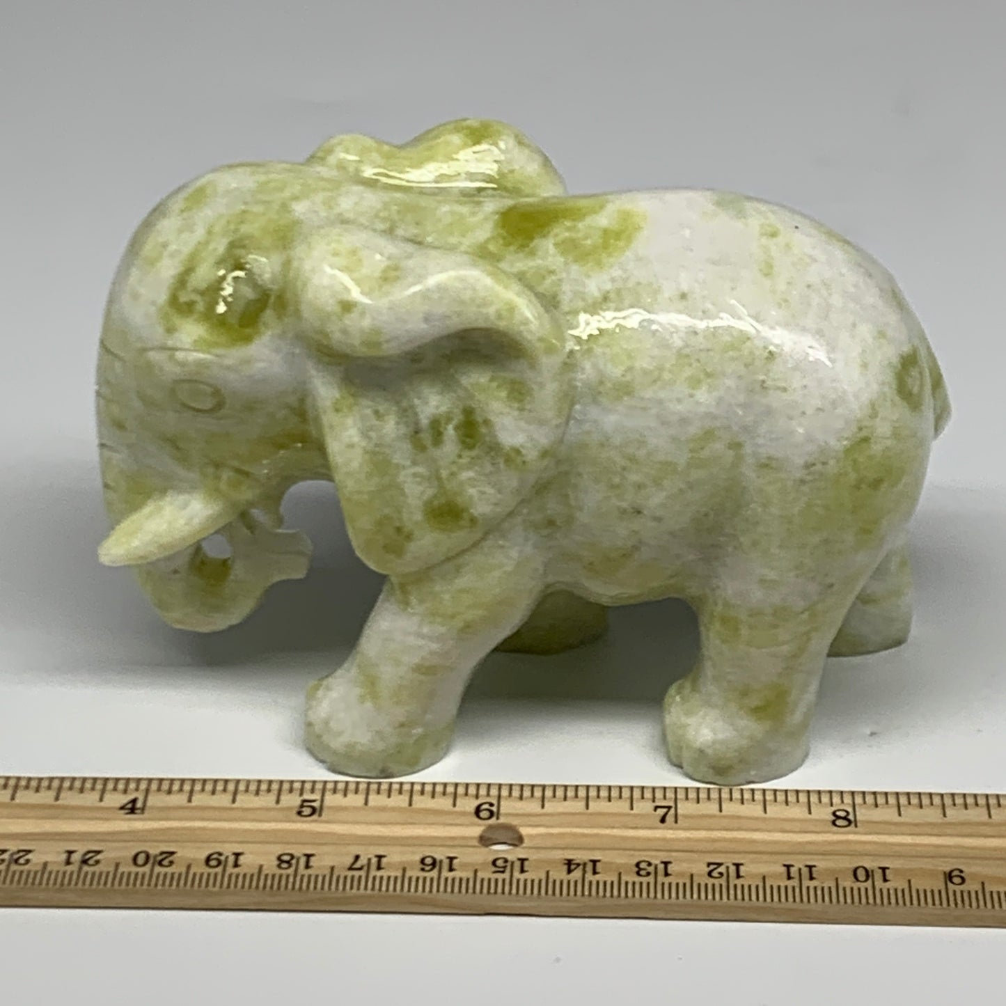 1.7 lbs, 5"x3.3"x2.1" Natural Solid Serpentine Elephant Figurine @China, B27276