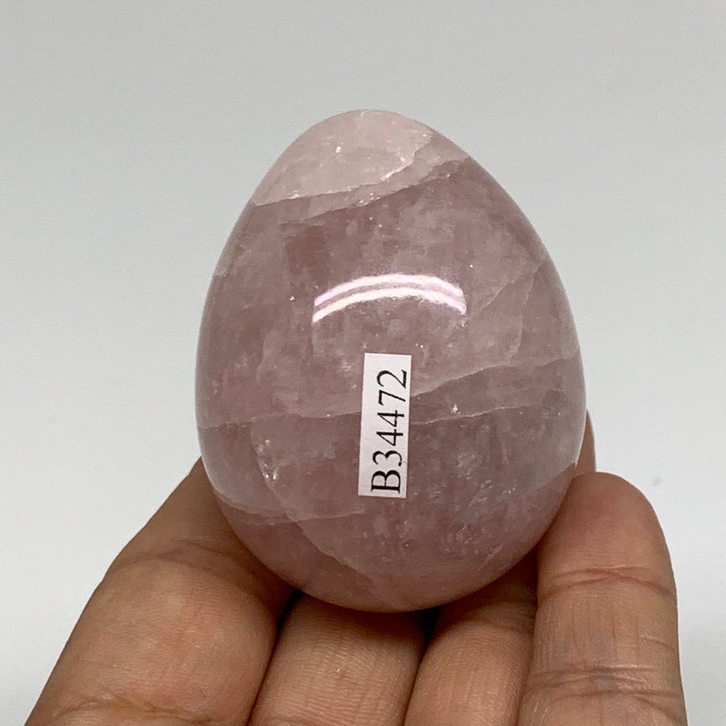 131.5g, 2.1"x1.6", Natural Gemstone Pink Rose Quartz Egg Crystal @India, B34472