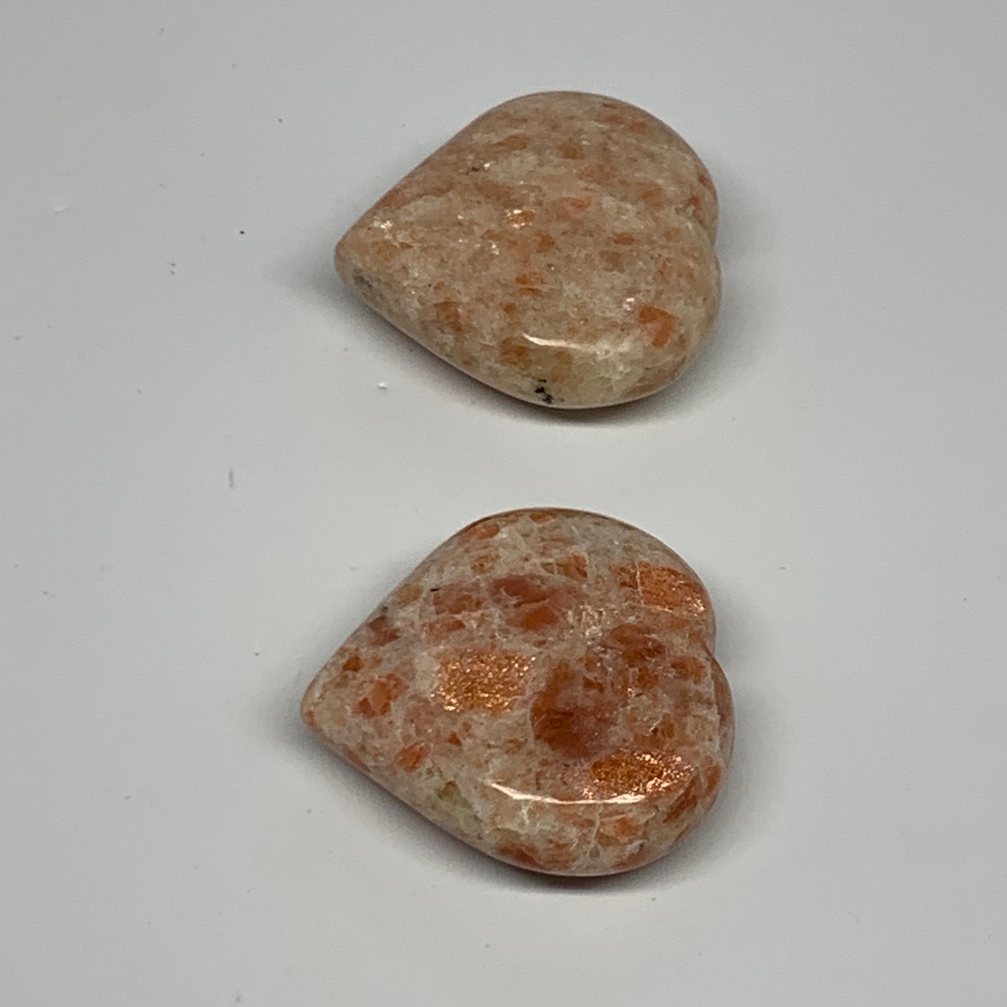 153.9g, 2"-2.1", 2pcs, Sunstone Heart Polished Healing Crystal,B28028