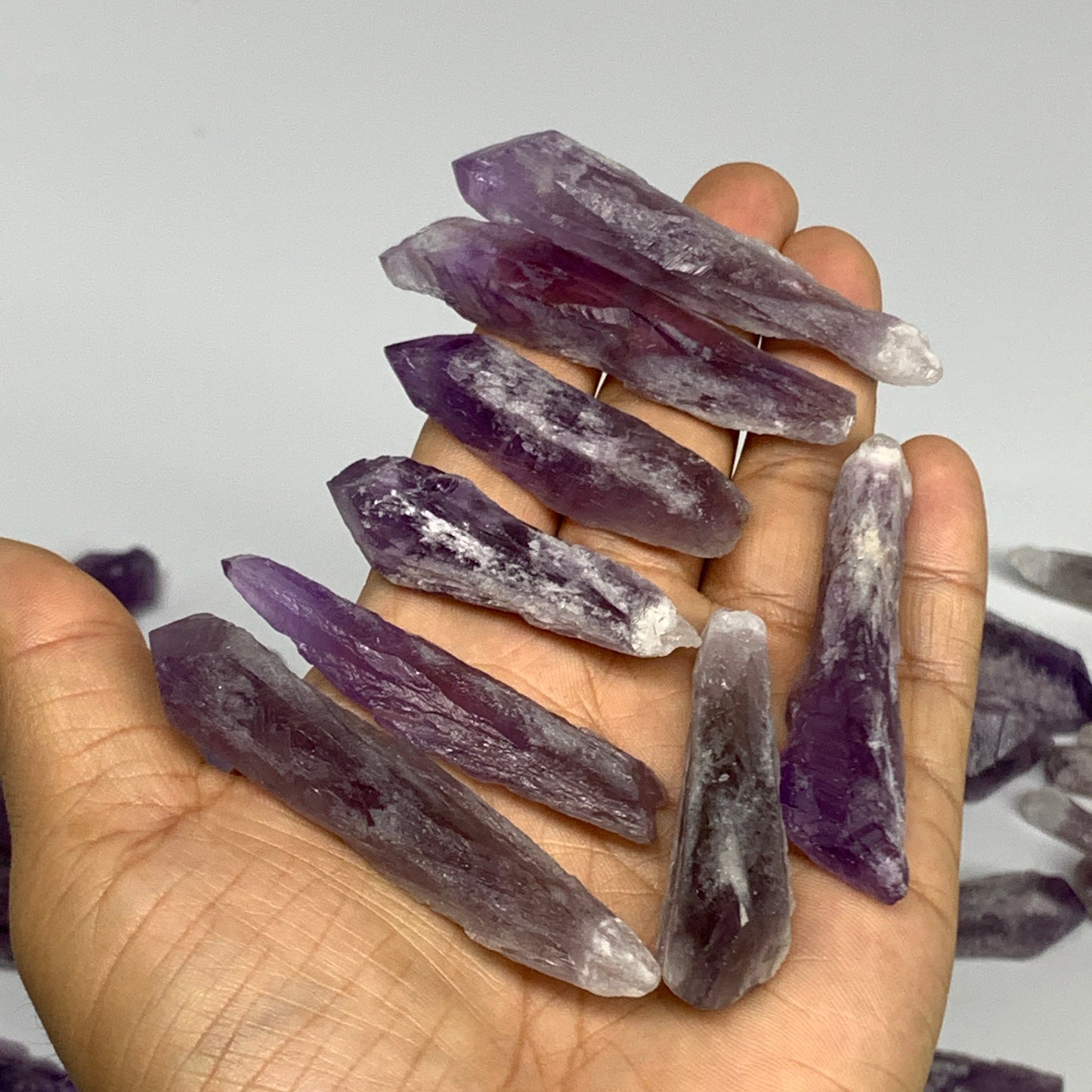 2.2 lbs, 1.9"-3.4", 47pcs, Rough Raw Amethyst Crystal Minerals Specimens, B28789