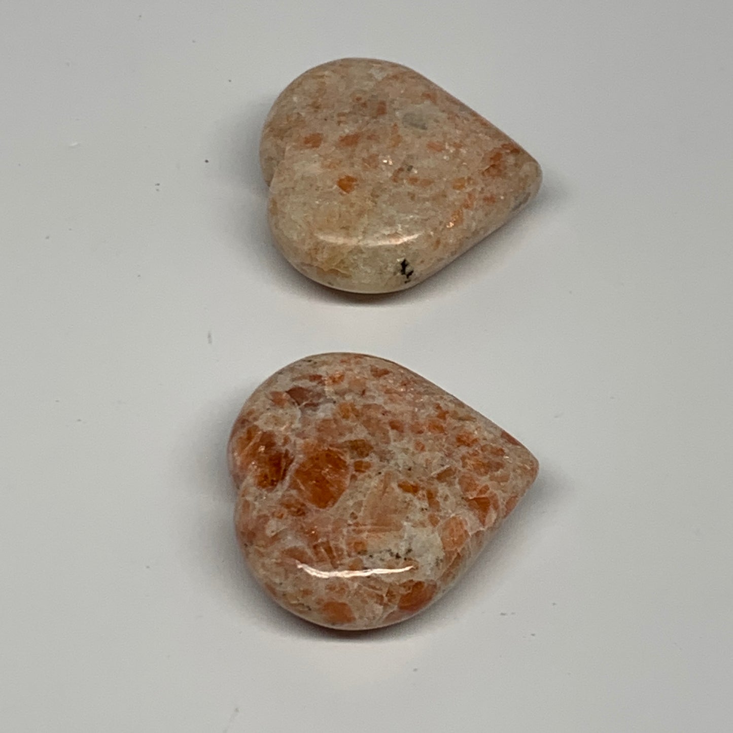 153.9g, 2"-2.1", 2pcs, Sunstone Heart Polished Healing Crystal,B28028
