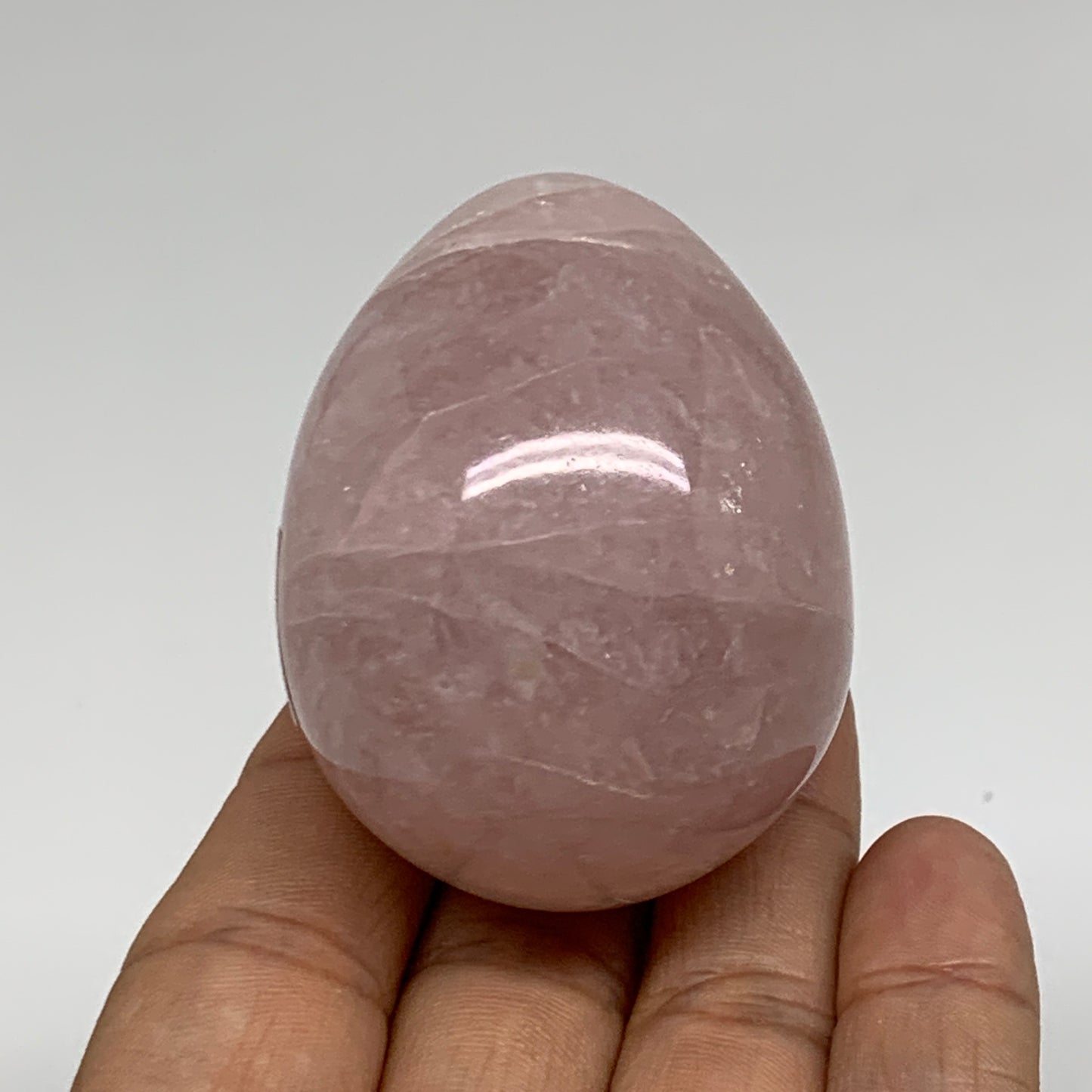131.5g, 2.1"x1.6", Natural Gemstone Pink Rose Quartz Egg Crystal @India, B34472