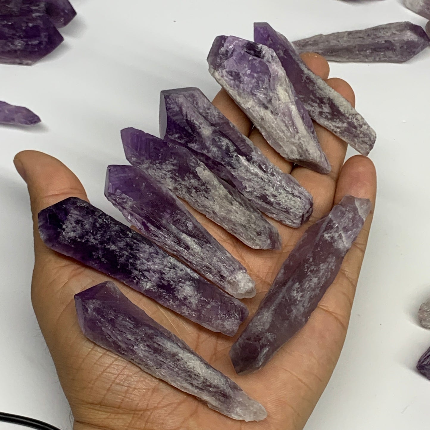 2.2 lbs, 1.9"-3.4", 47pcs, Rough Raw Amethyst Crystal Minerals Specimens, B28789