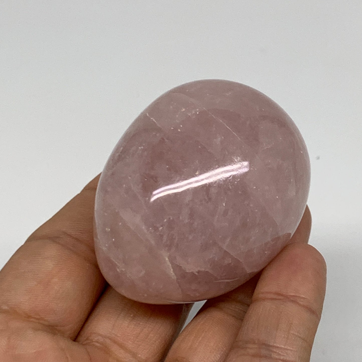 131.5g, 2.1"x1.6", Natural Gemstone Pink Rose Quartz Egg Crystal @India, B34472