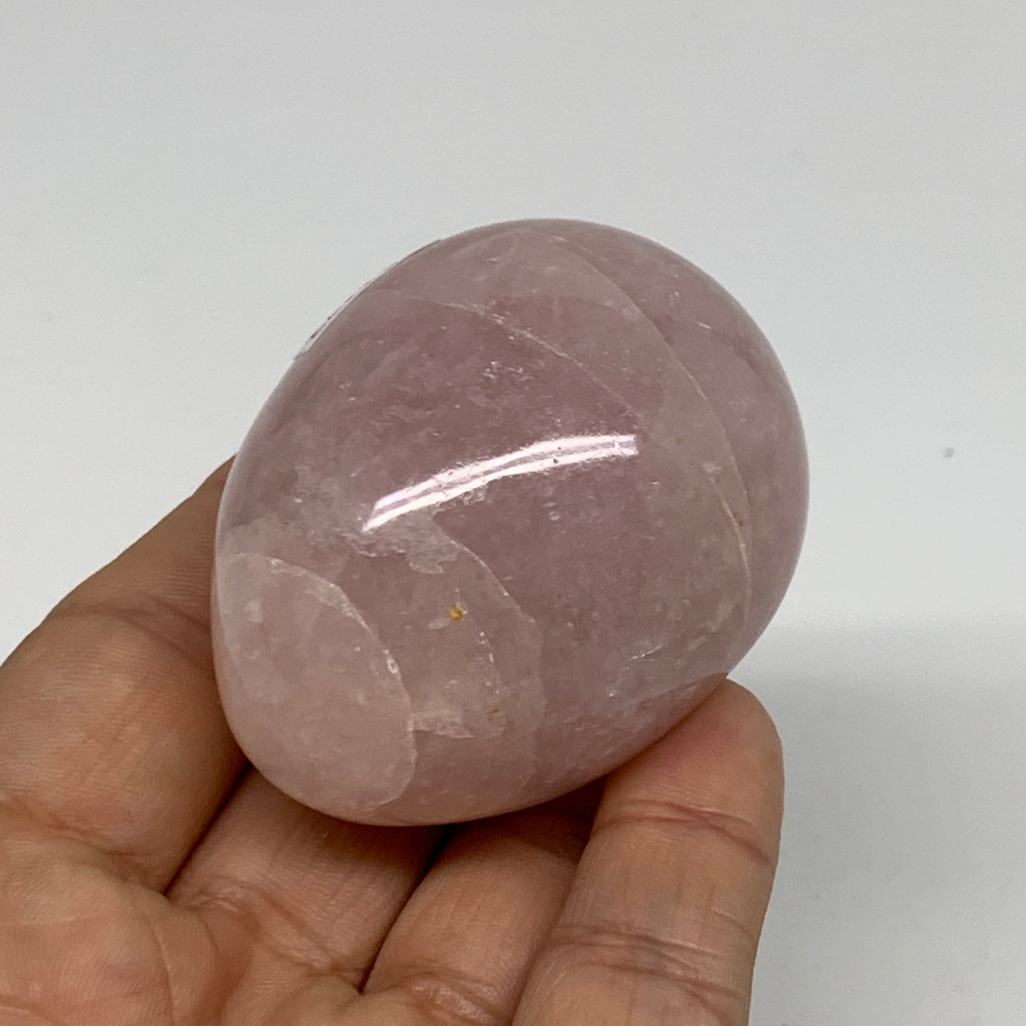 131.5g, 2.1"x1.6", Natural Gemstone Pink Rose Quartz Egg Crystal @India, B34472