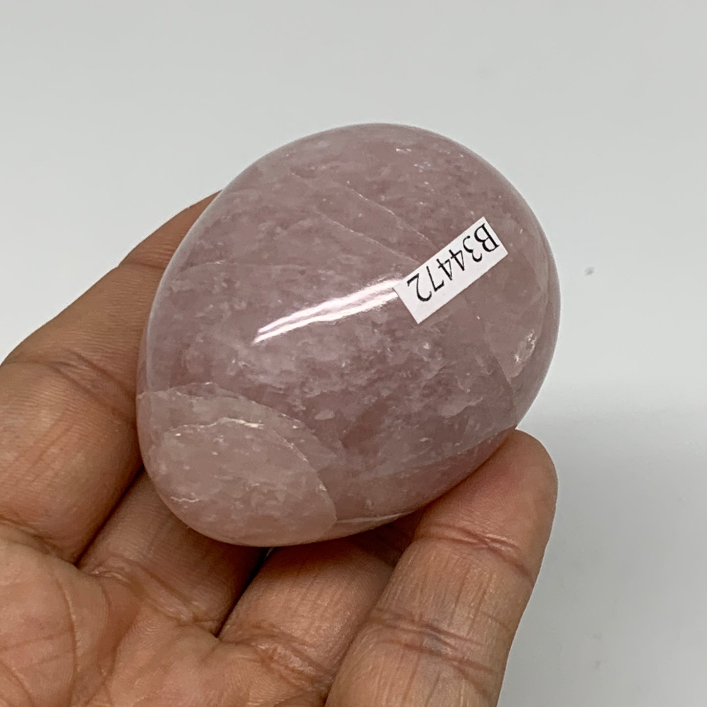 131.5g, 2.1"x1.6", Natural Gemstone Pink Rose Quartz Egg Crystal @India, B34472