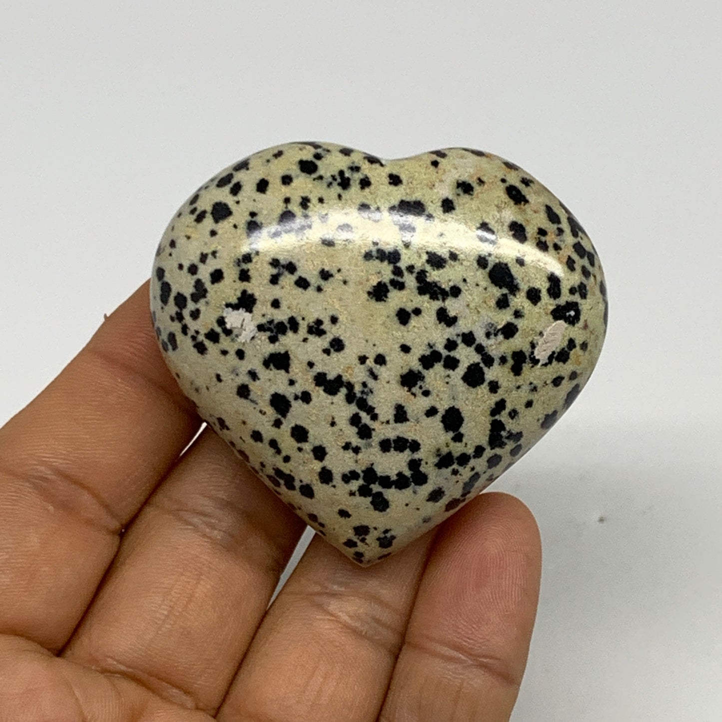 81.2g, 2"x2.1"x0.9" Dalmatian Jasper Heart Polished Healing Home Decor, B29542