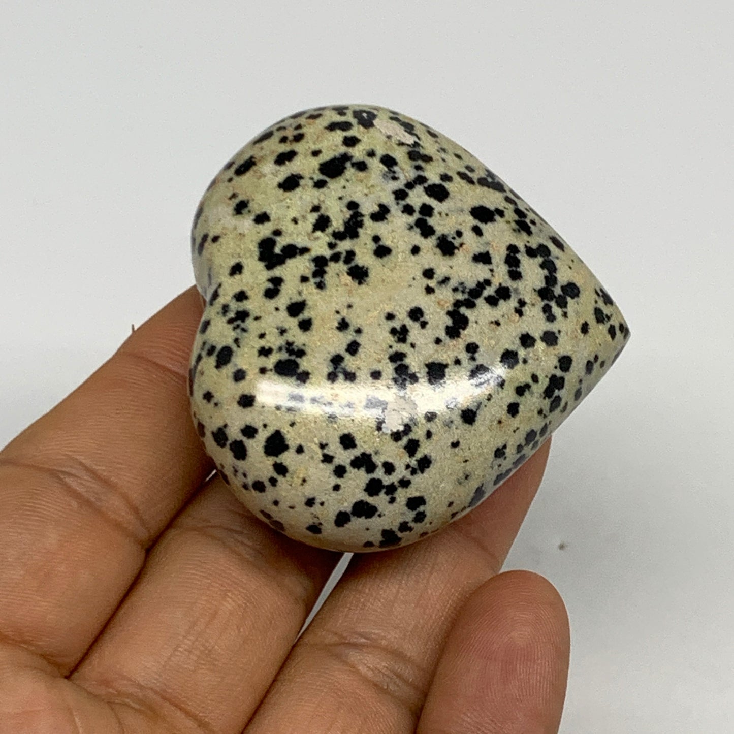 81.2g, 2"x2.1"x0.9" Dalmatian Jasper Heart Polished Healing Home Decor, B29542