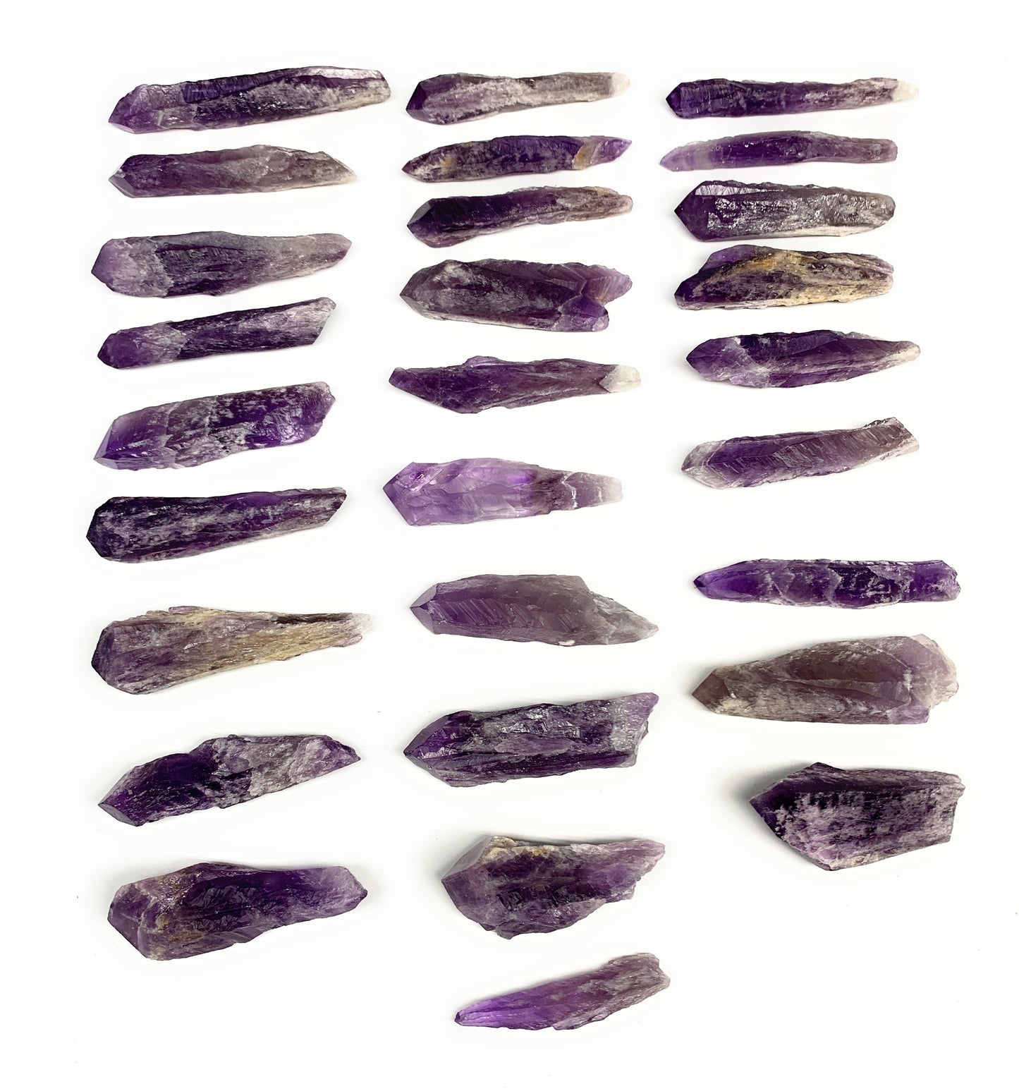 2.2 lbs, 2.4"-4.6", 28pcs, Rough Raw Amethyst Crystal Minerals Specimens, B28800