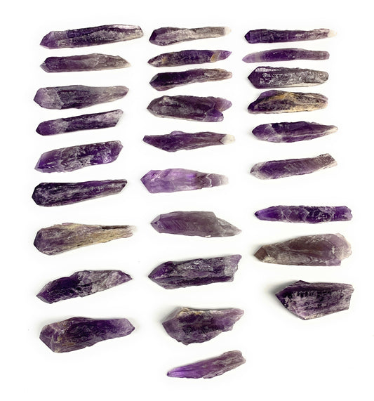 2.2 lbs, 2.4"-4.6", 28pcs, Rough Raw Amethyst Crystal Minerals Specimens, B28800