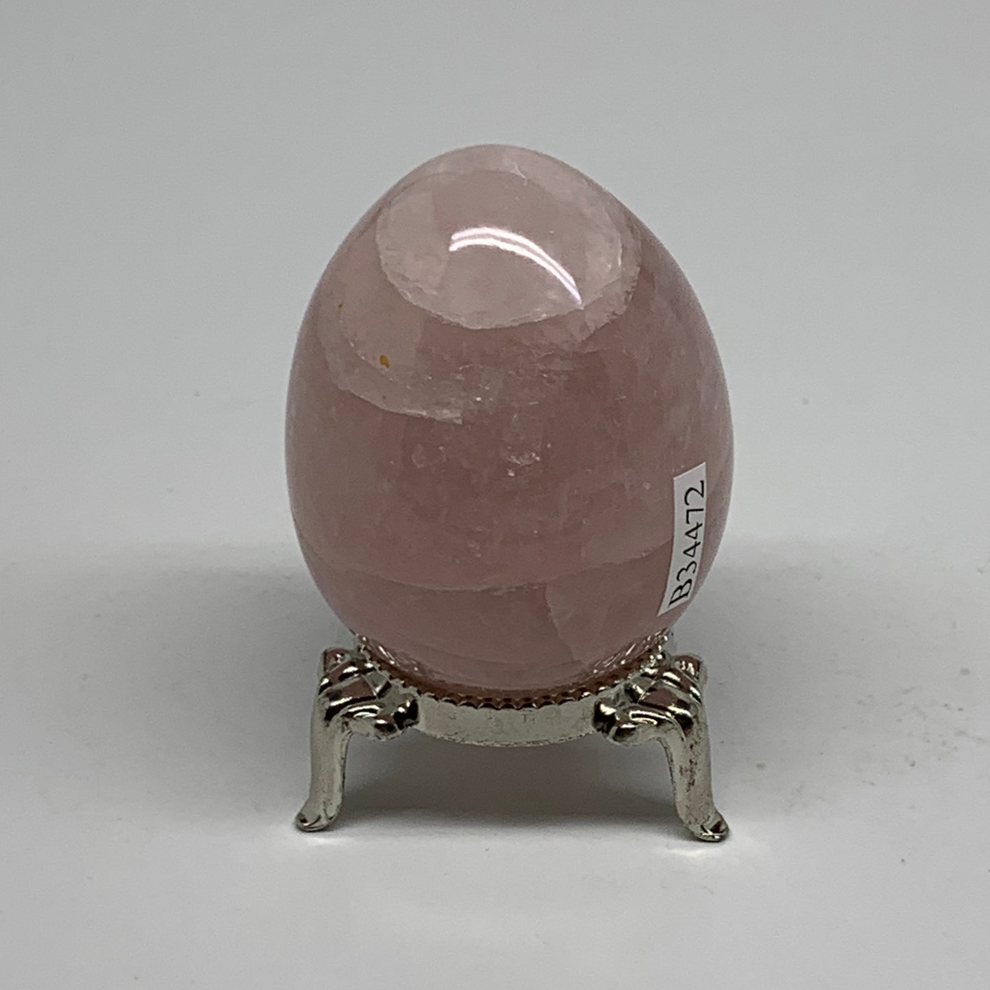 131.5g, 2.1"x1.6", Natural Gemstone Pink Rose Quartz Egg Crystal @India, B34472