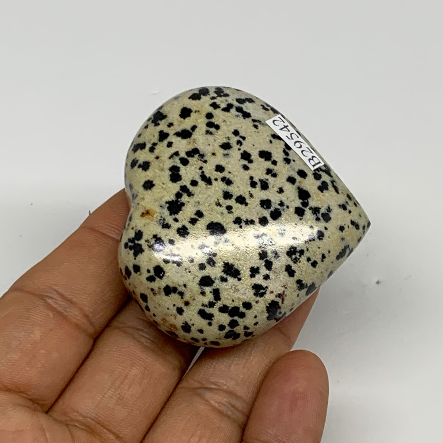 81.2g, 2"x2.1"x0.9" Dalmatian Jasper Heart Polished Healing Home Decor, B29542