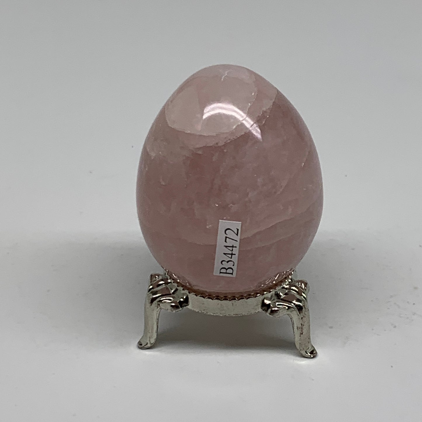 131.5g, 2.1"x1.6", Natural Gemstone Pink Rose Quartz Egg Crystal @India, B34472