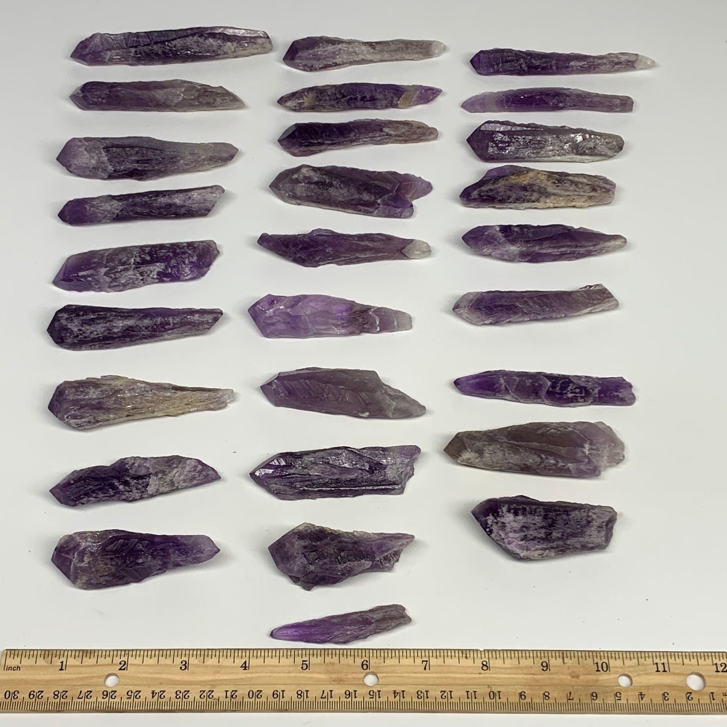 2.2 lbs, 2.4"-4.6", 28pcs, Rough Raw Amethyst Crystal Minerals Specimens, B28800