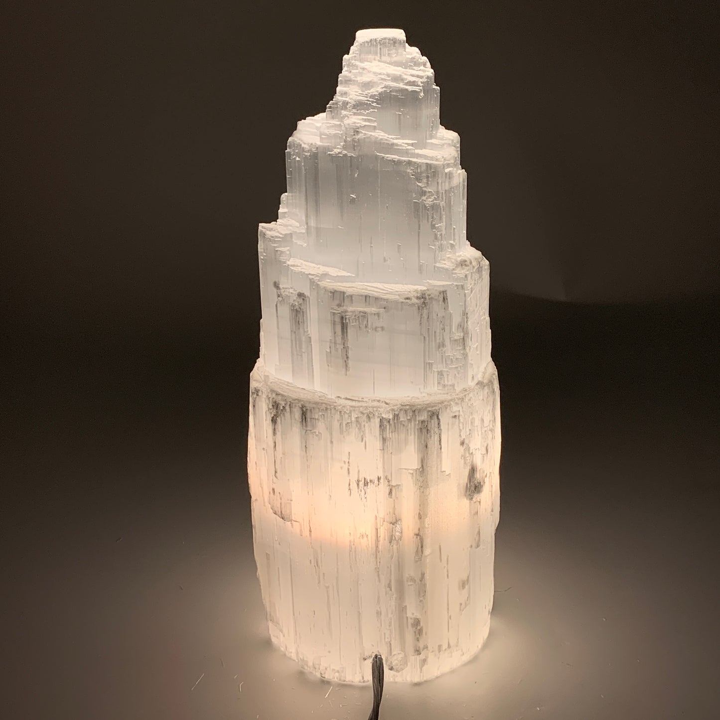 5.7 lb, 9.75"x3.8" White Selenite (Satin Spar) Rough Lamp W/Chord, B35910