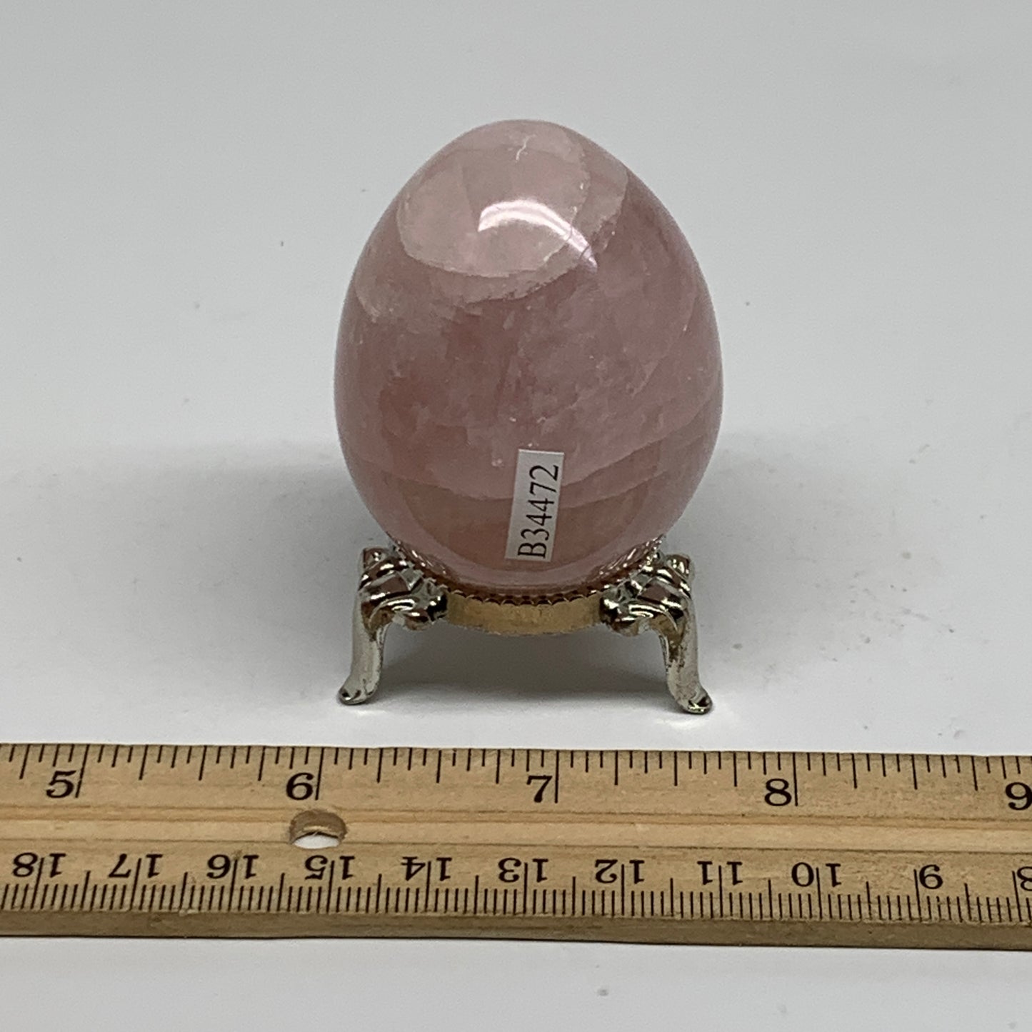 131.5g, 2.1"x1.6", Natural Gemstone Pink Rose Quartz Egg Crystal @India, B34472