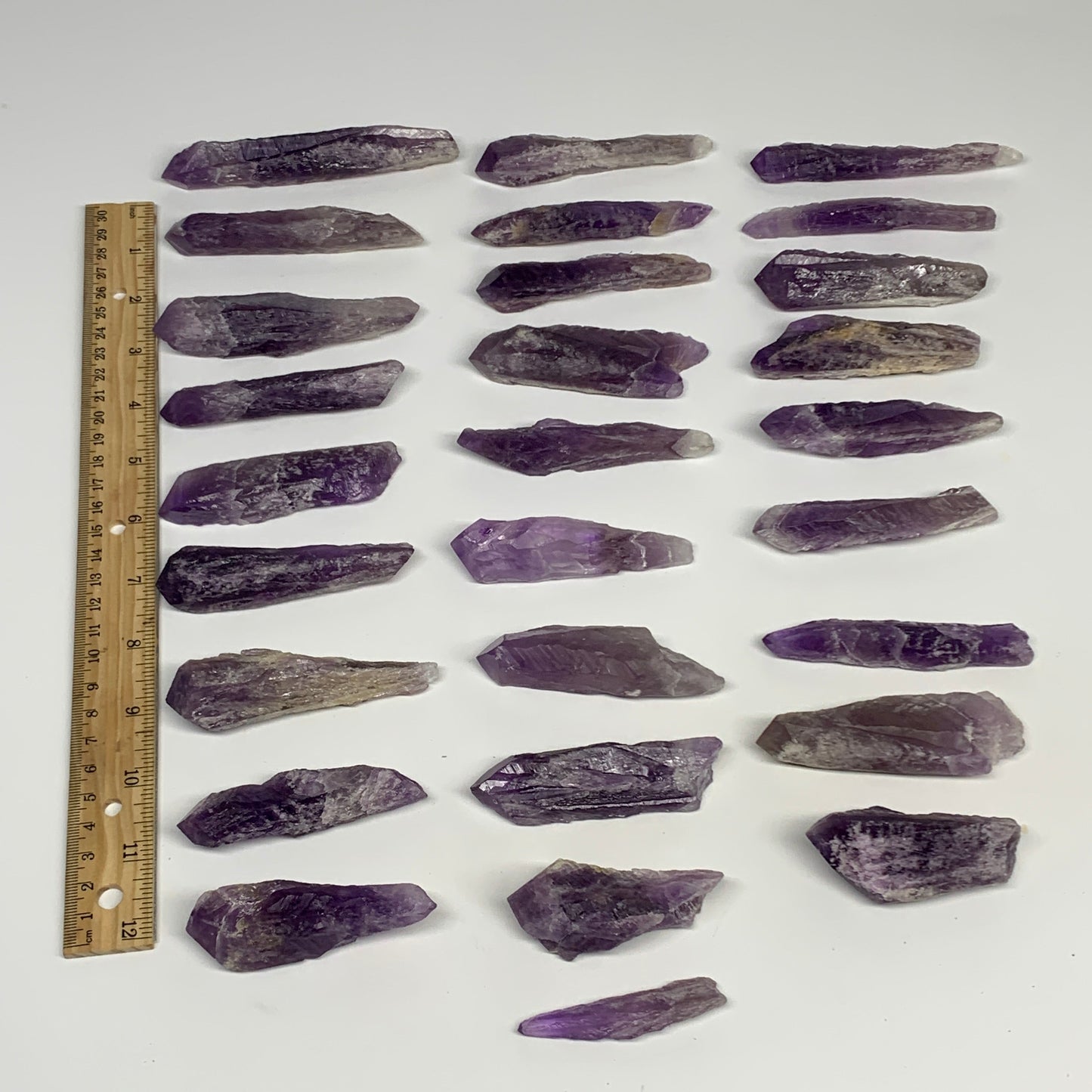 2.2 lbs, 2.4"-4.6", 28pcs, Rough Raw Amethyst Crystal Minerals Specimens, B28800