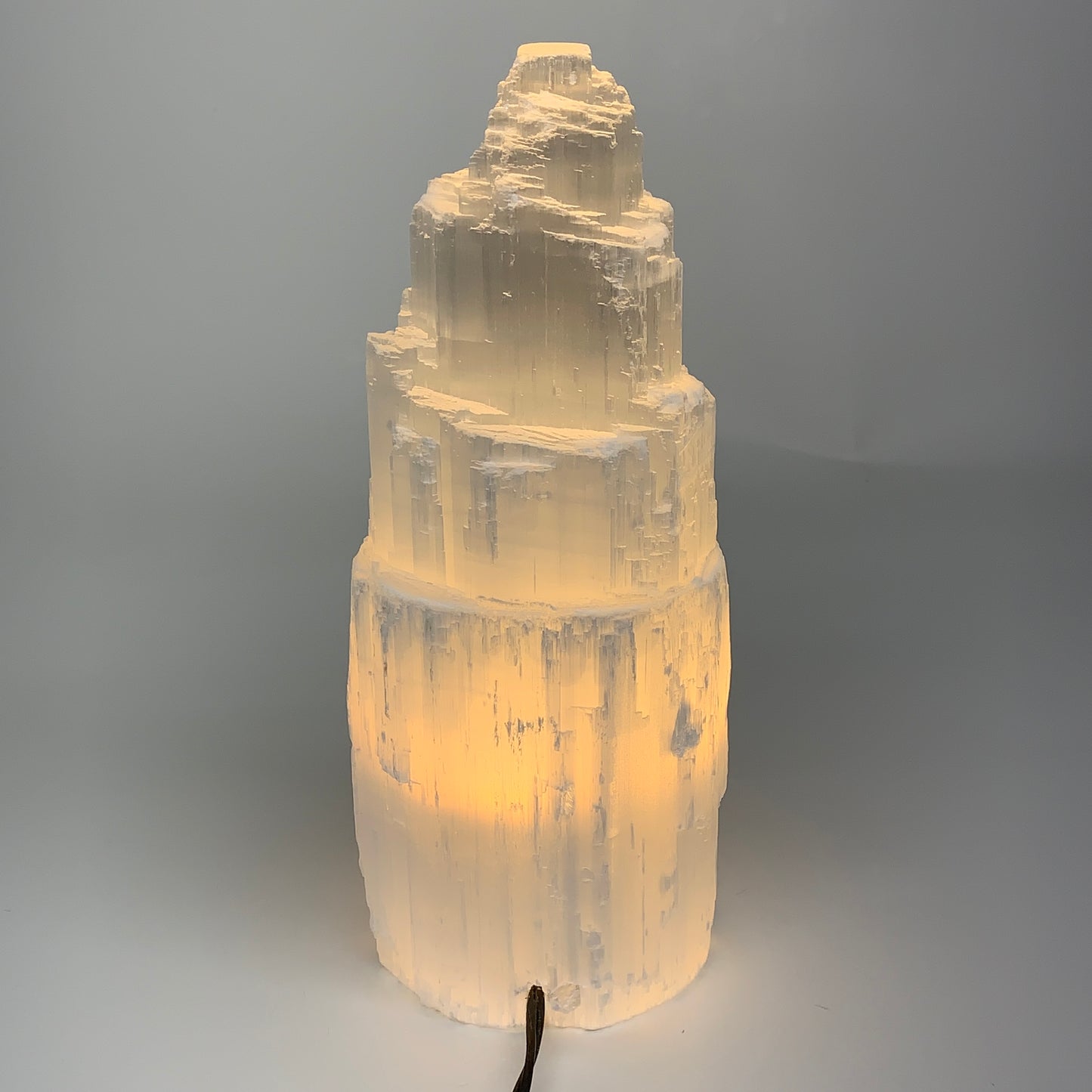 5.7 lb, 9.75"x3.8" White Selenite (Satin Spar) Rough Lamp W/Chord, B35910