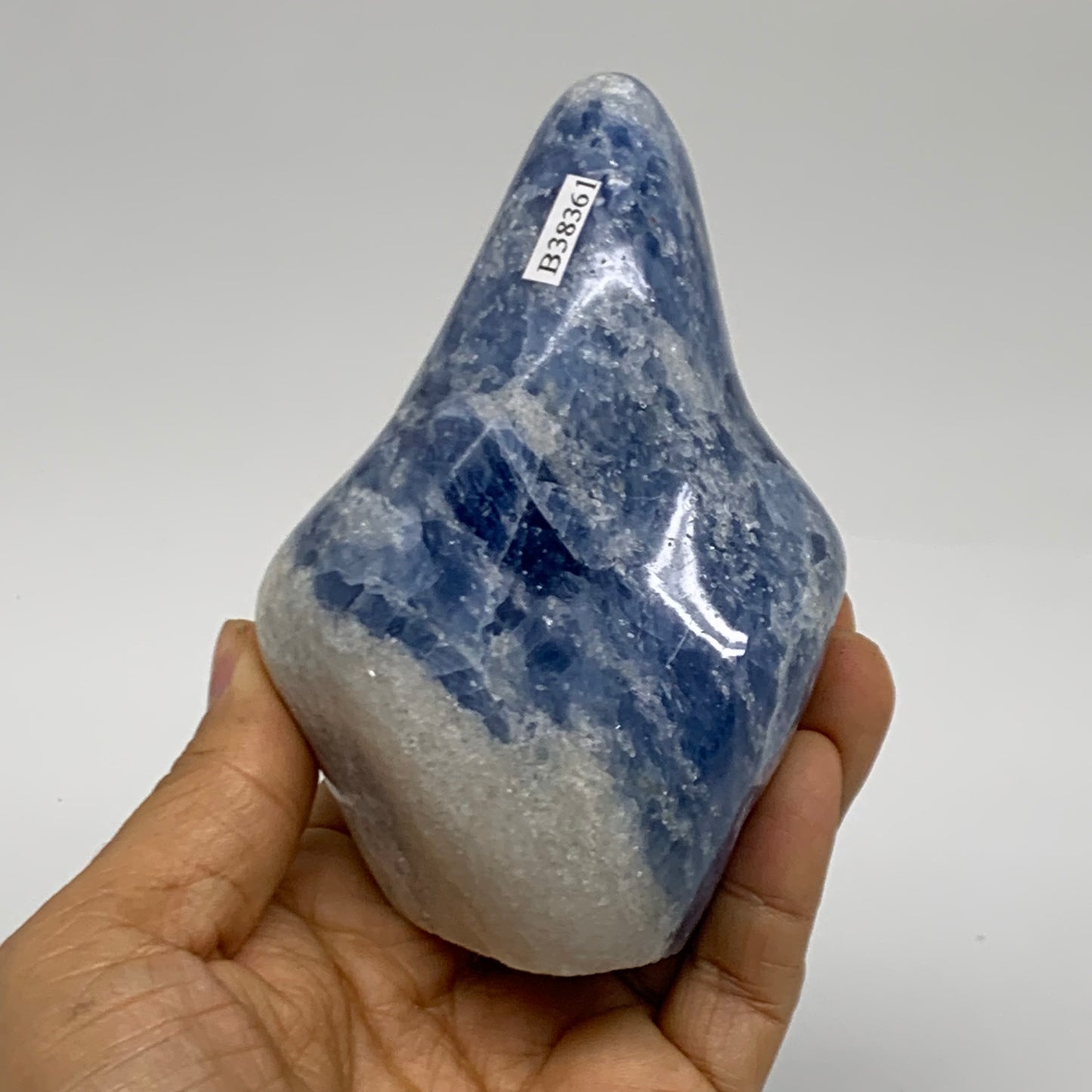 1.19 lbs, 4.3"x2.9"x1.9", Natural Blue Calcite Polished Freeform Stands, B38361