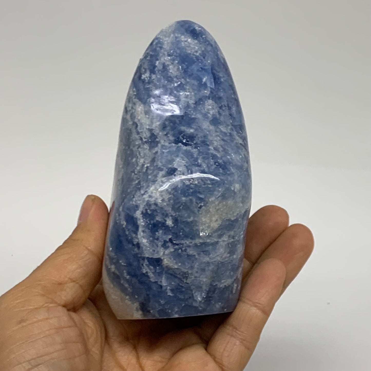 1.19 lbs, 4.3"x2.9"x1.9", Natural Blue Calcite Polished Freeform Stands, B38361