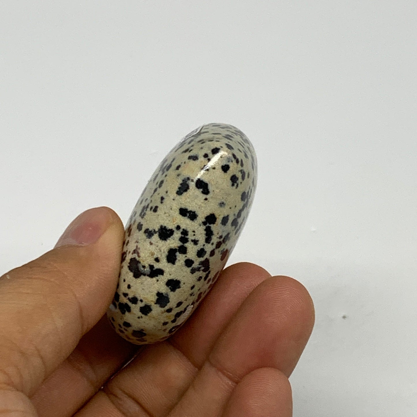 81.2g, 2"x2.1"x0.9" Dalmatian Jasper Heart Polished Healing Home Decor, B29542