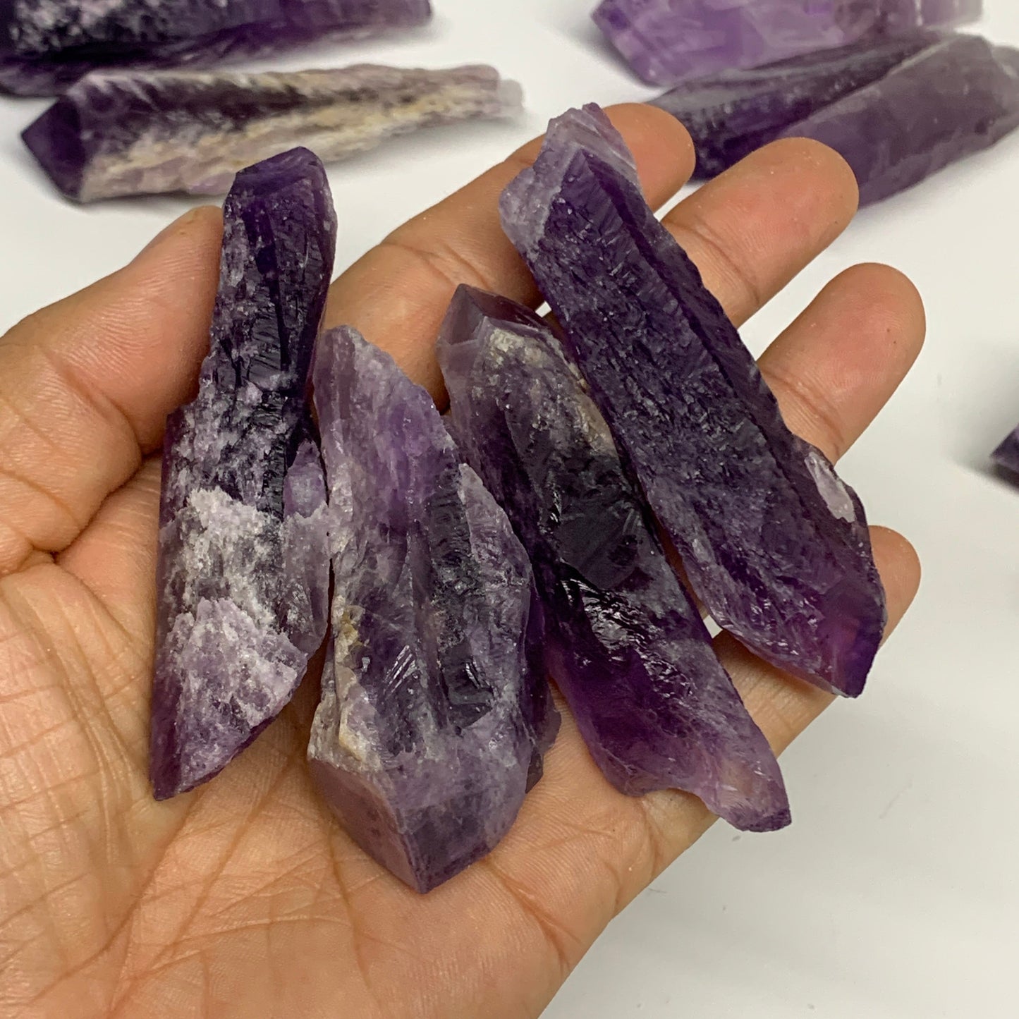 2.2 lbs, 2.4"-4.6", 28pcs, Rough Raw Amethyst Crystal Minerals Specimens, B28800