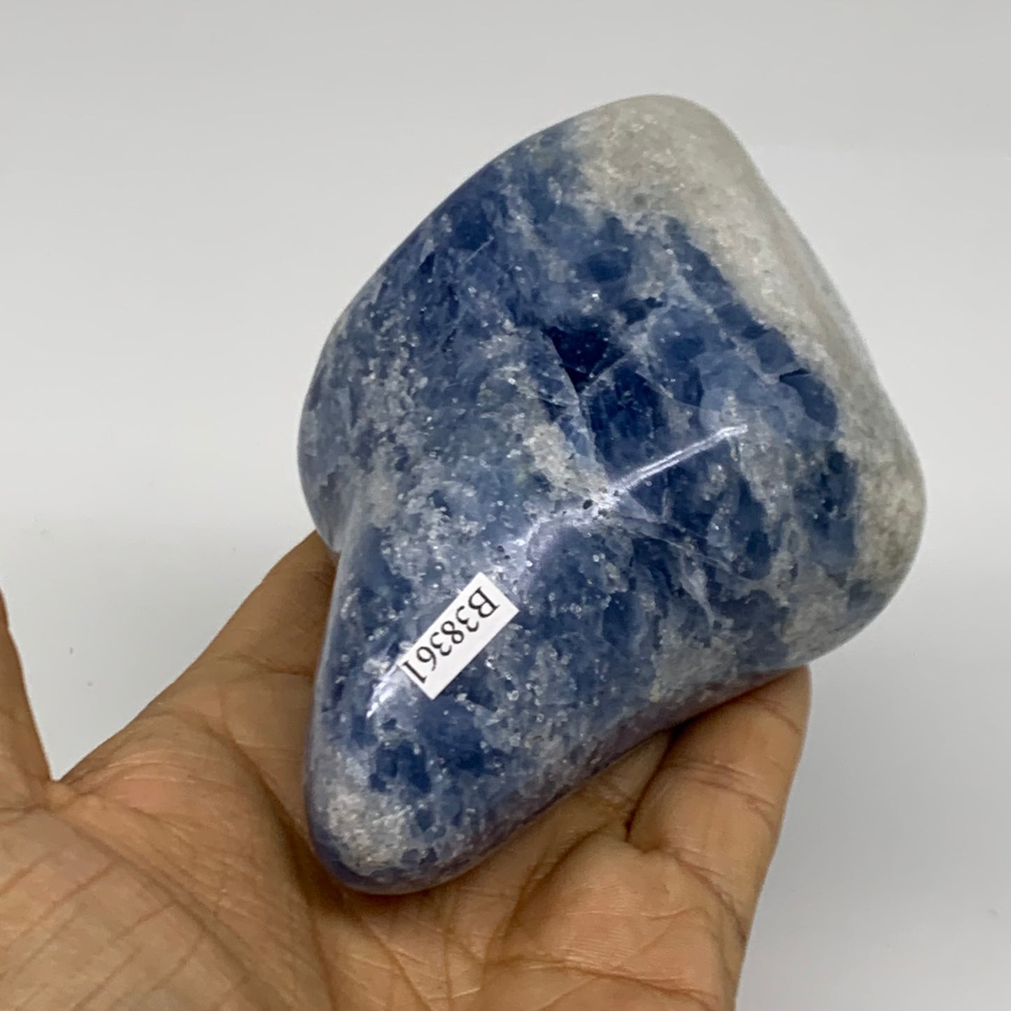1.19 lbs, 4.3"x2.9"x1.9", Natural Blue Calcite Polished Freeform Stands, B38361