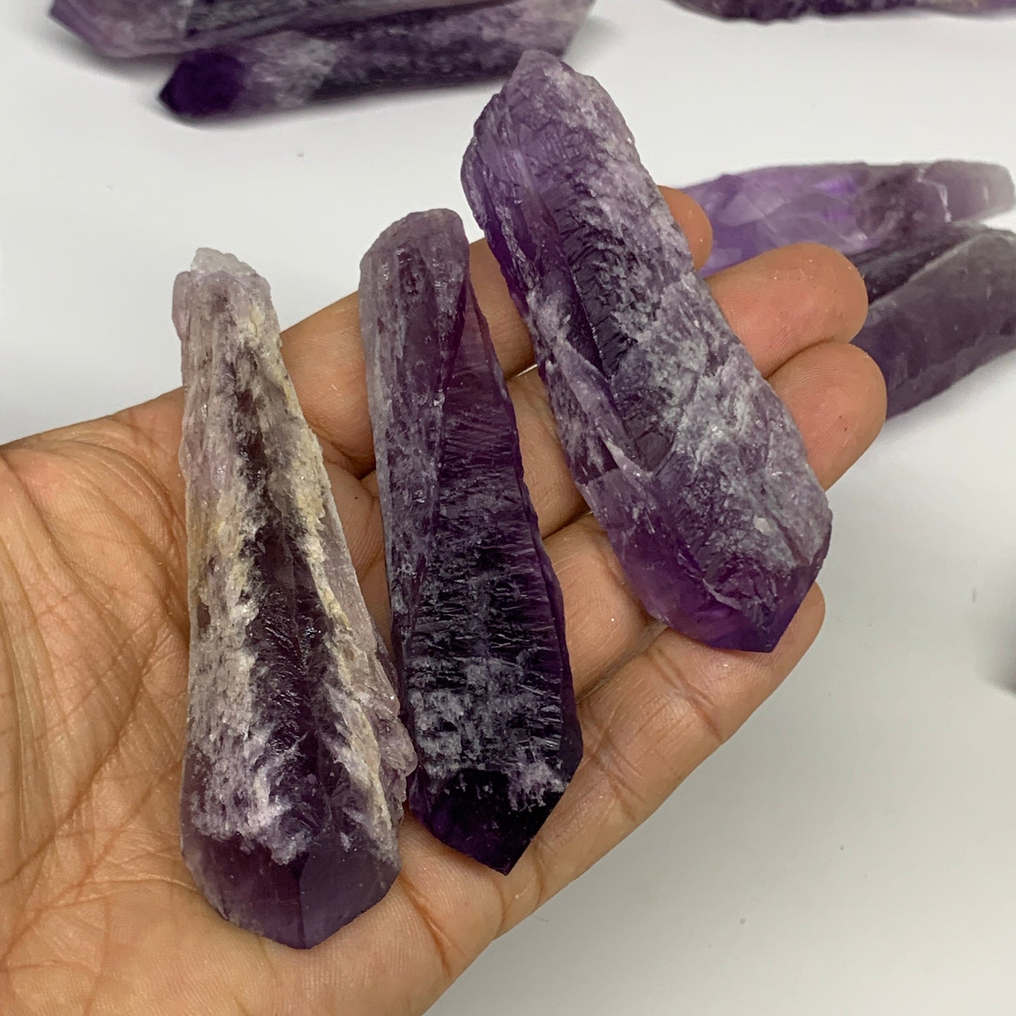 2.2 lbs, 2.4"-4.6", 28pcs, Rough Raw Amethyst Crystal Minerals Specimens, B28800
