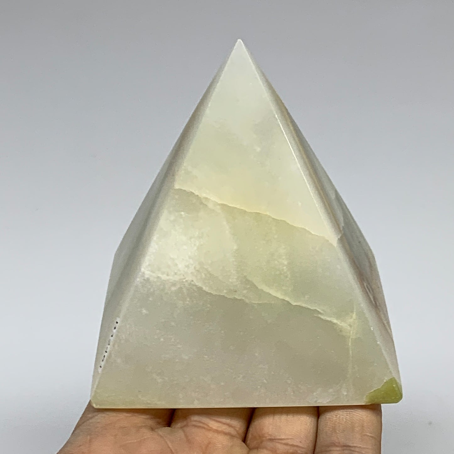 0.9 lbs, 3"x2.8"x2.8", Green Onyx Pyramid Gemstone Crystal, B32461
