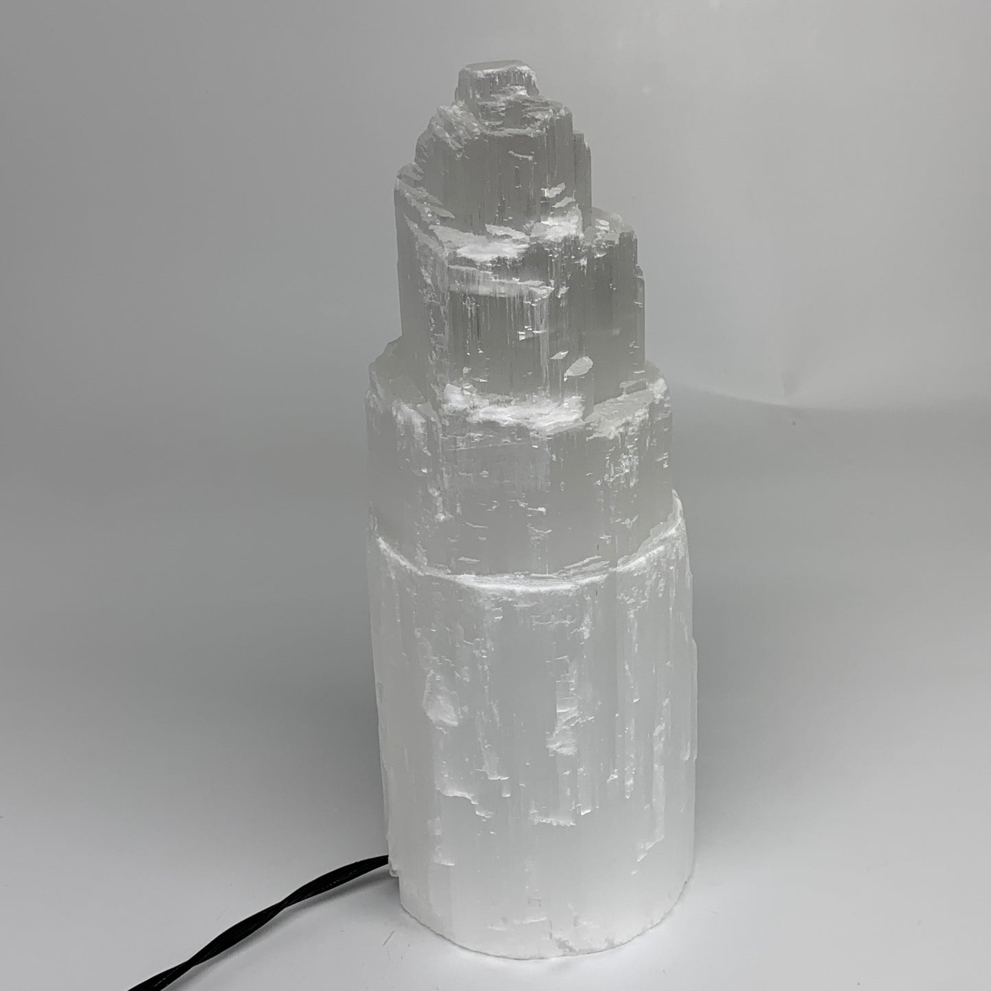 5.7 lb, 9.75"x3.8" White Selenite (Satin Spar) Rough Lamp W/Chord, B35910