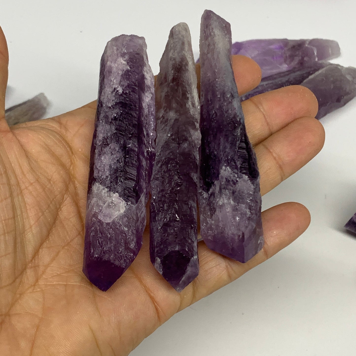 2.2 lbs, 2.4"-4.6", 28pcs, Rough Raw Amethyst Crystal Minerals Specimens, B28800