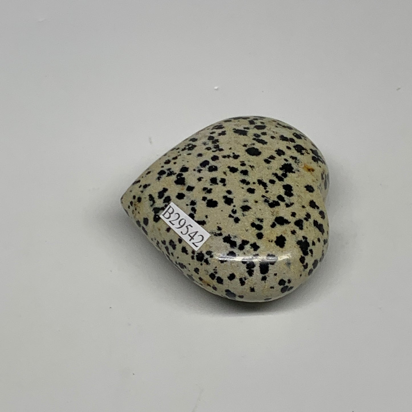 81.2g, 2"x2.1"x0.9" Dalmatian Jasper Heart Polished Healing Home Decor, B29542
