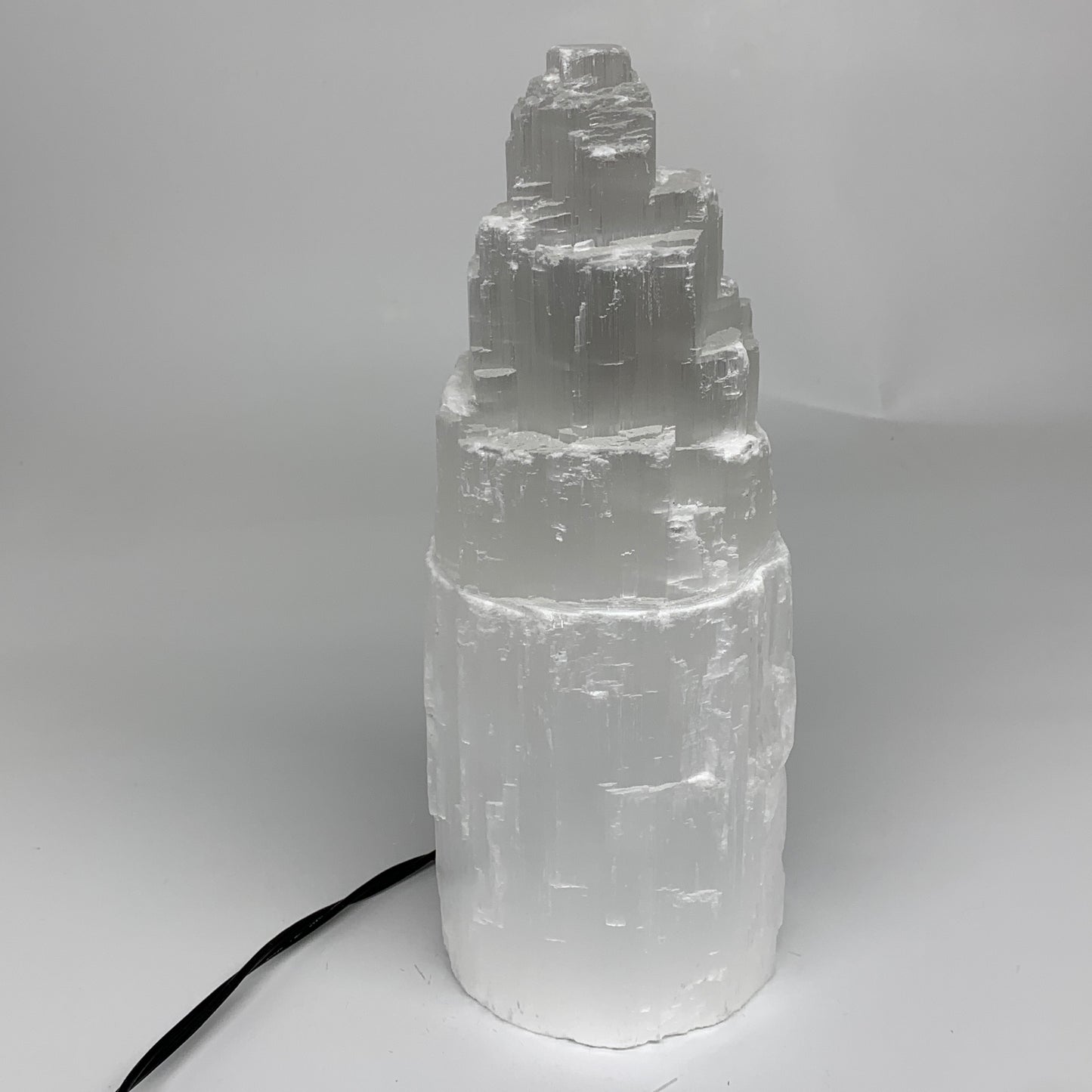 5.7 lb, 9.75"x3.8" White Selenite (Satin Spar) Rough Lamp W/Chord, B35910