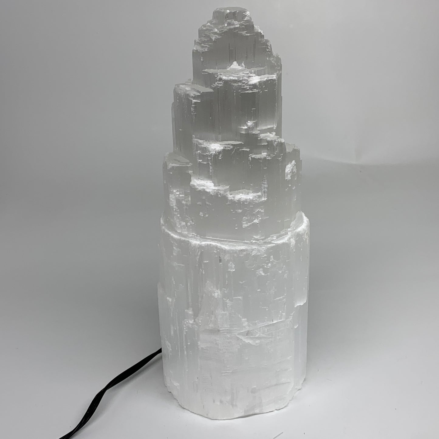 5.7 lb, 9.75"x3.8" White Selenite (Satin Spar) Rough Lamp W/Chord, B35910