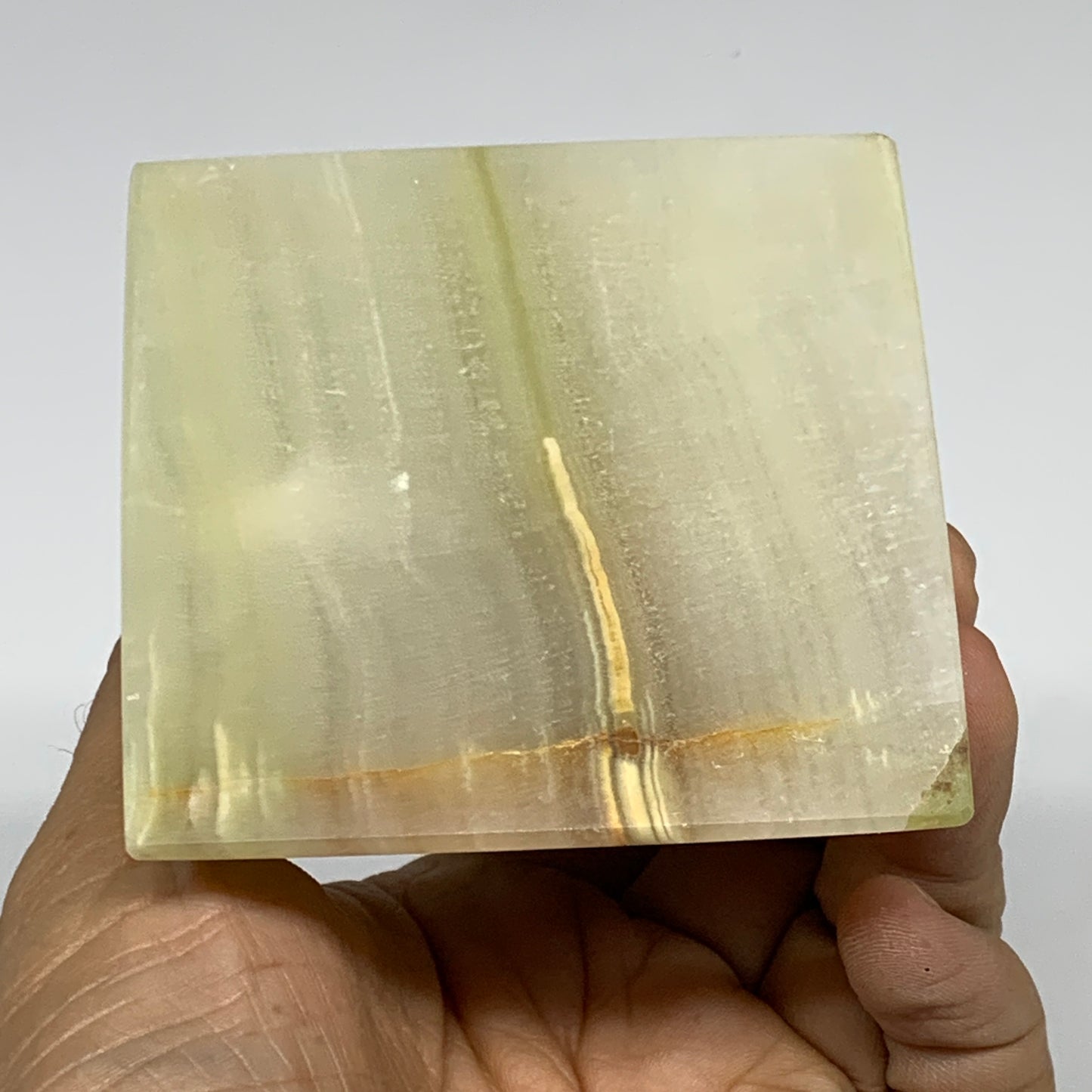 0.9 lbs, 3"x2.8"x2.8", Green Onyx Pyramid Gemstone Crystal, B32461