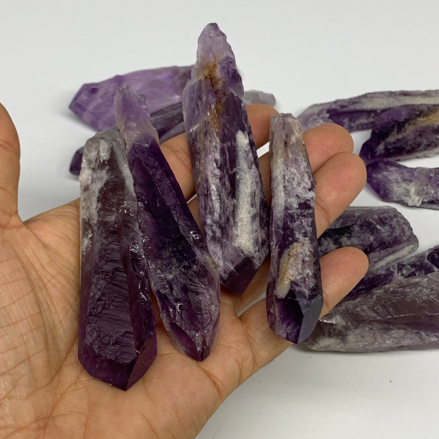 2.2 lbs, 2.4"-4.6", 28pcs, Rough Raw Amethyst Crystal Minerals Specimens, B28800