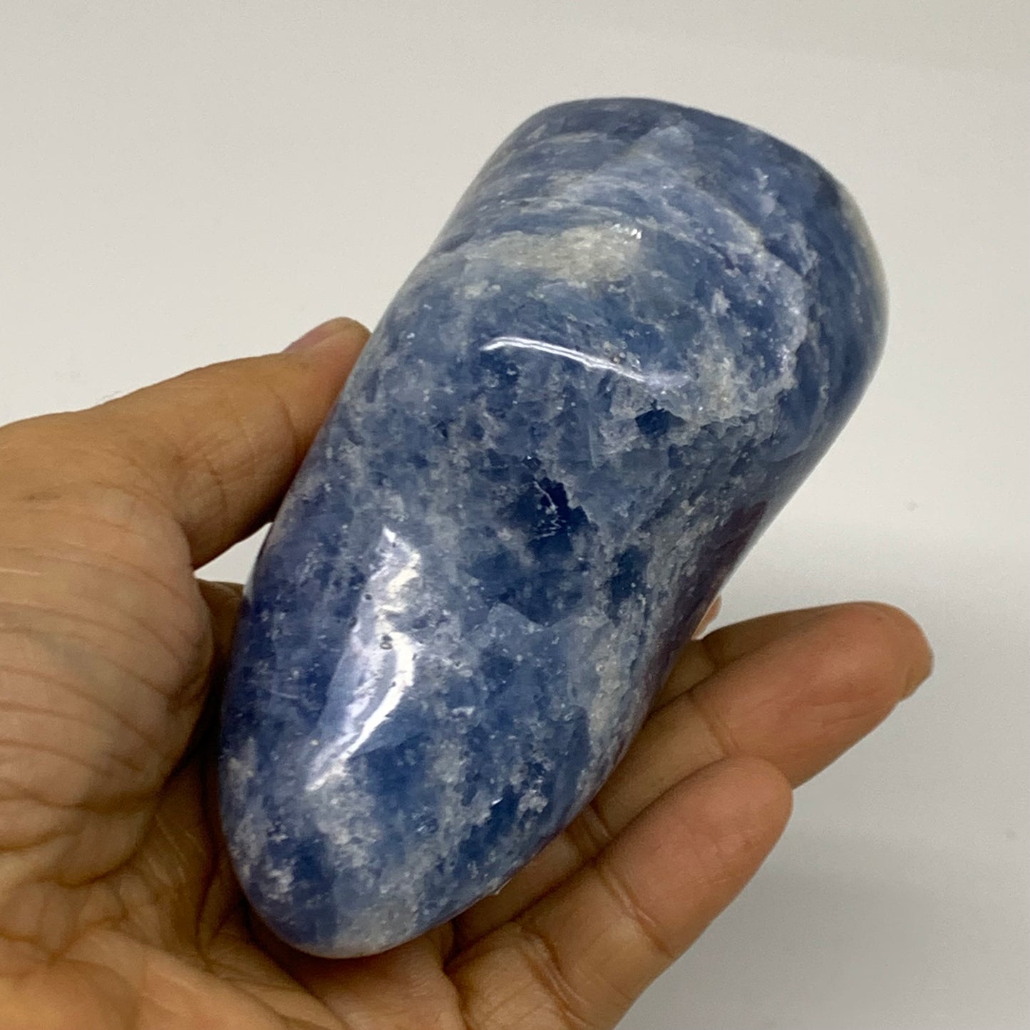 1.19 lbs, 4.3"x2.9"x1.9", Natural Blue Calcite Polished Freeform Stands, B38361