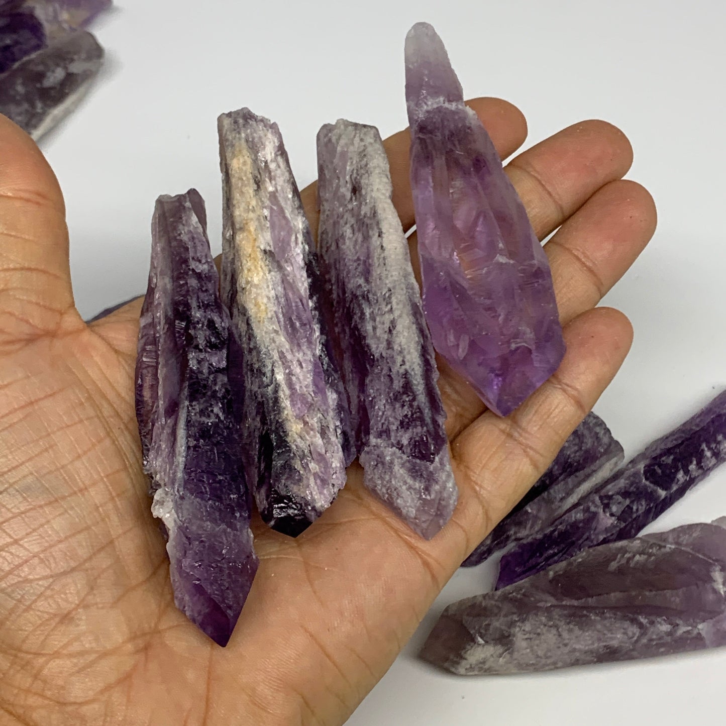 2.2 lbs, 2.4"-4.6", 28pcs, Rough Raw Amethyst Crystal Minerals Specimens, B28800