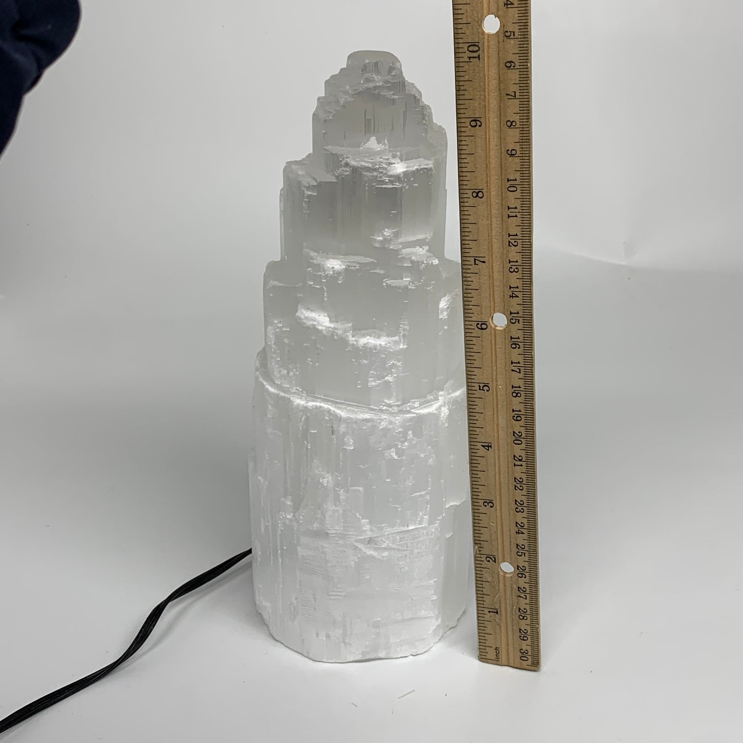 5.7 lb, 9.75"x3.8" White Selenite (Satin Spar) Rough Lamp W/Chord, B35910