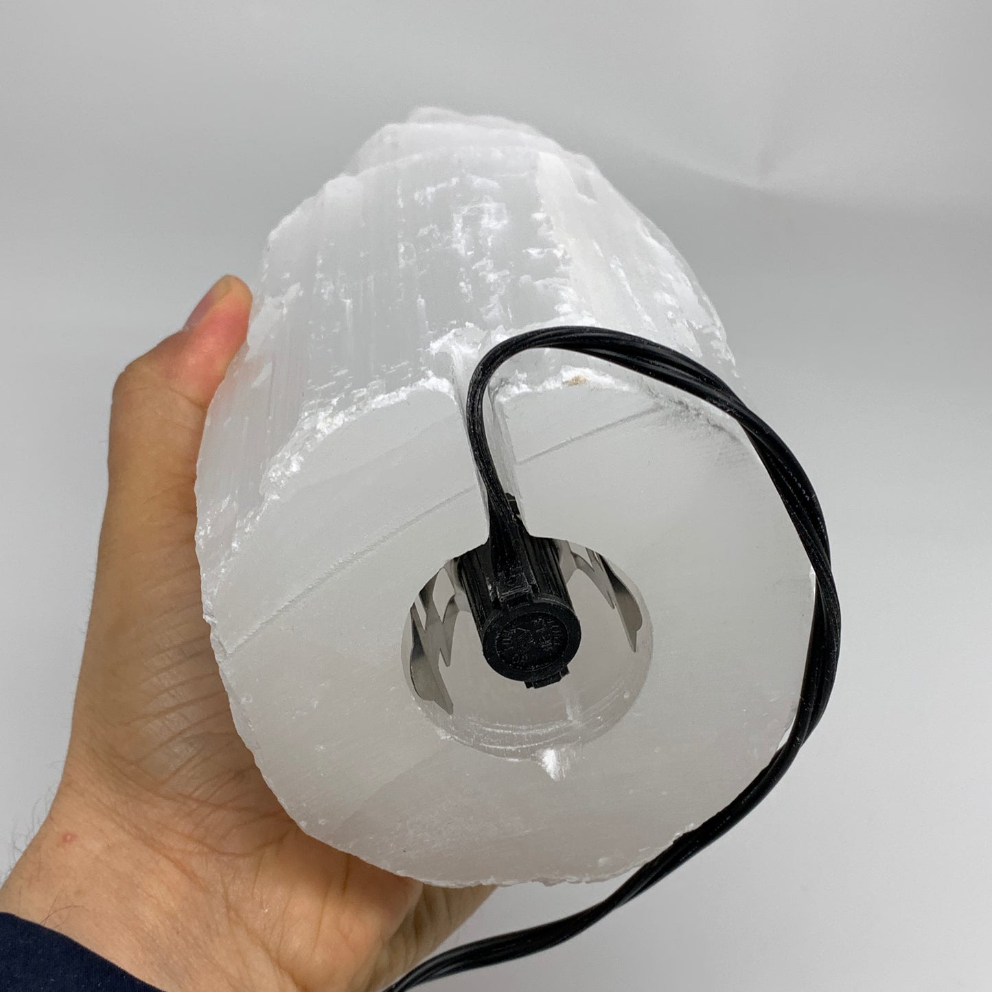 5.7 lb, 9.75"x3.8" White Selenite (Satin Spar) Rough Lamp W/Chord, B35910