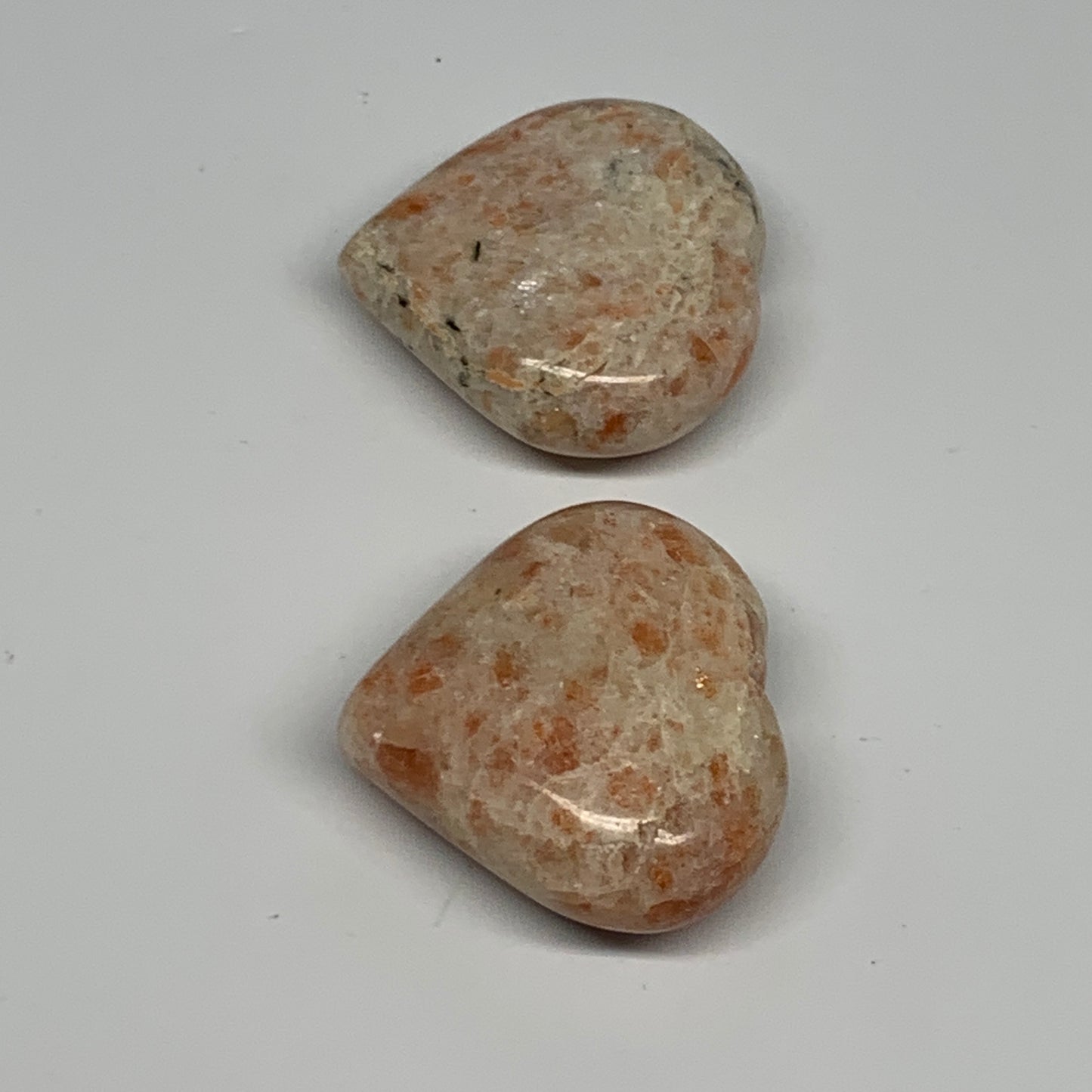 151.2g,1.9"-2", 2pcs, Sunstone Heart Small Polished Healing Crystal,B28030
