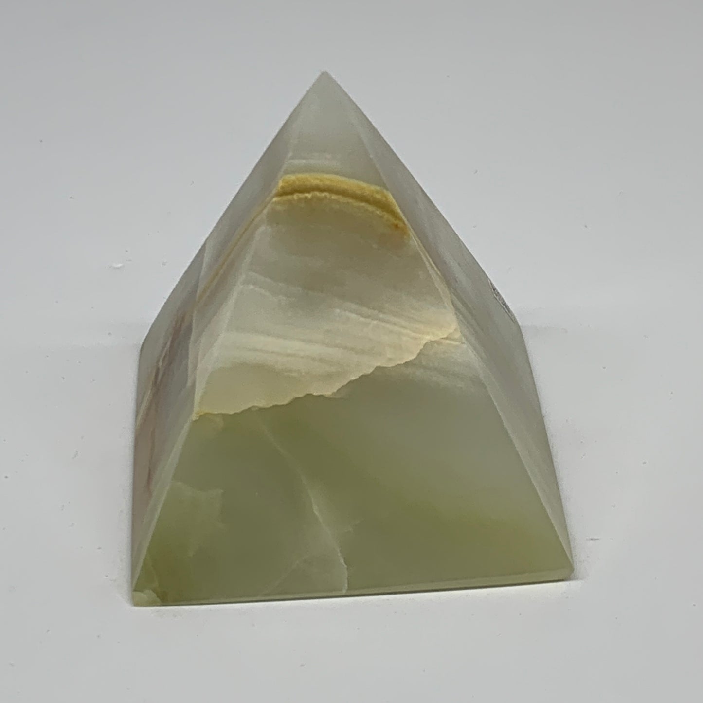 0.9 lbs, 3"x2.8"x2.8", Green Onyx Pyramid Gemstone Crystal, B32461
