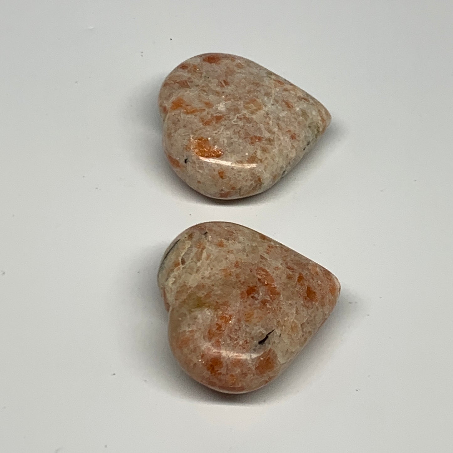 151.2g,1.9"-2", 2pcs, Sunstone Heart Small Polished Healing Crystal,B28030