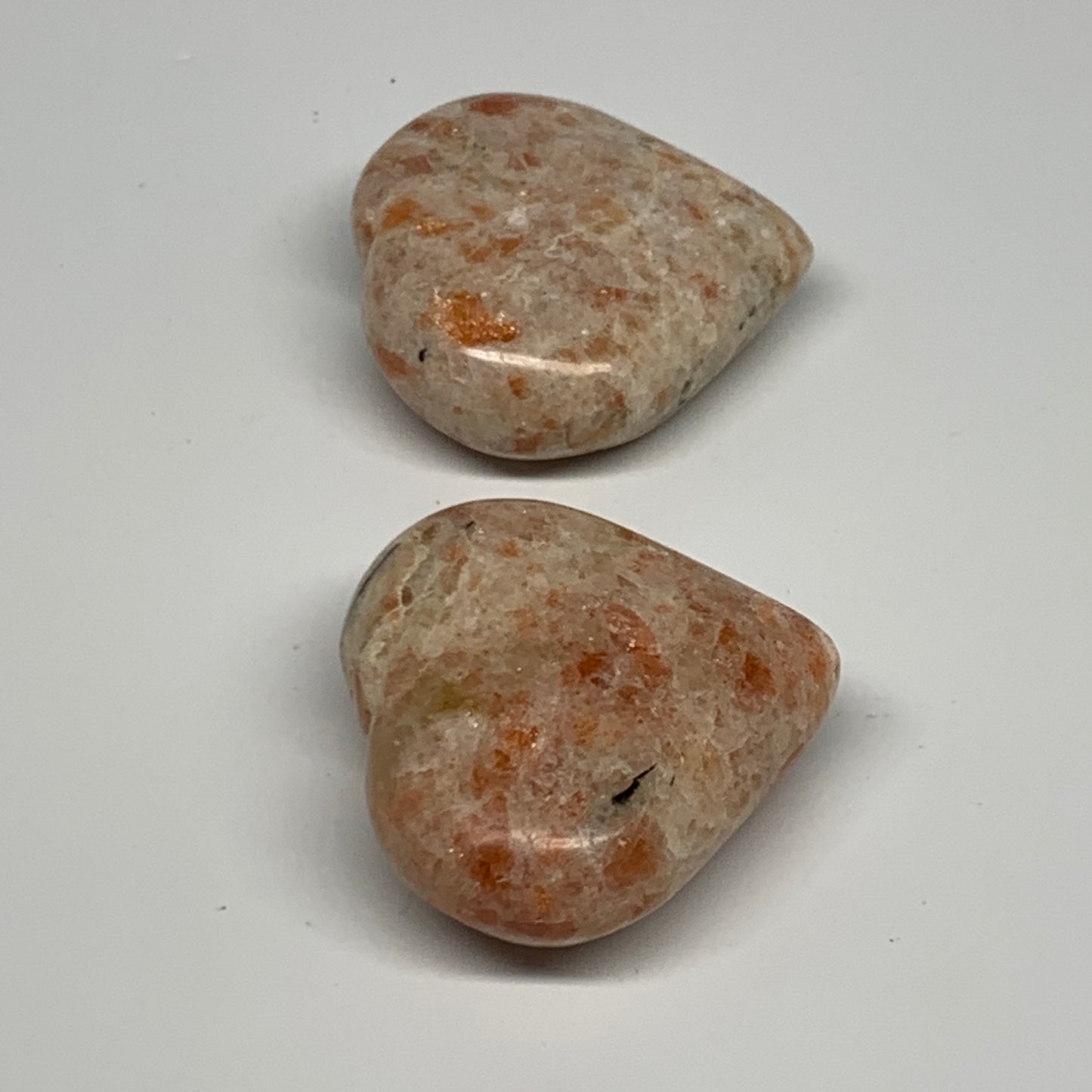 151.2g,1.9"-2", 2pcs, Sunstone Heart Small Polished Healing Crystal,B28030