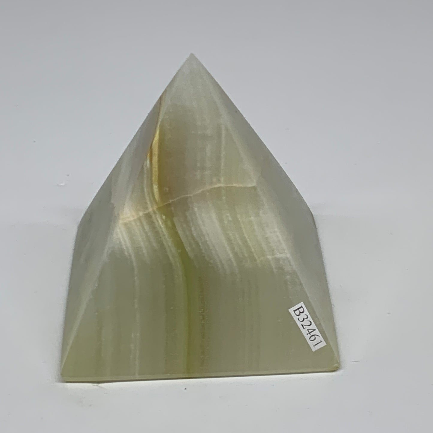 0.9 lbs, 3"x2.8"x2.8", Green Onyx Pyramid Gemstone Crystal, B32461