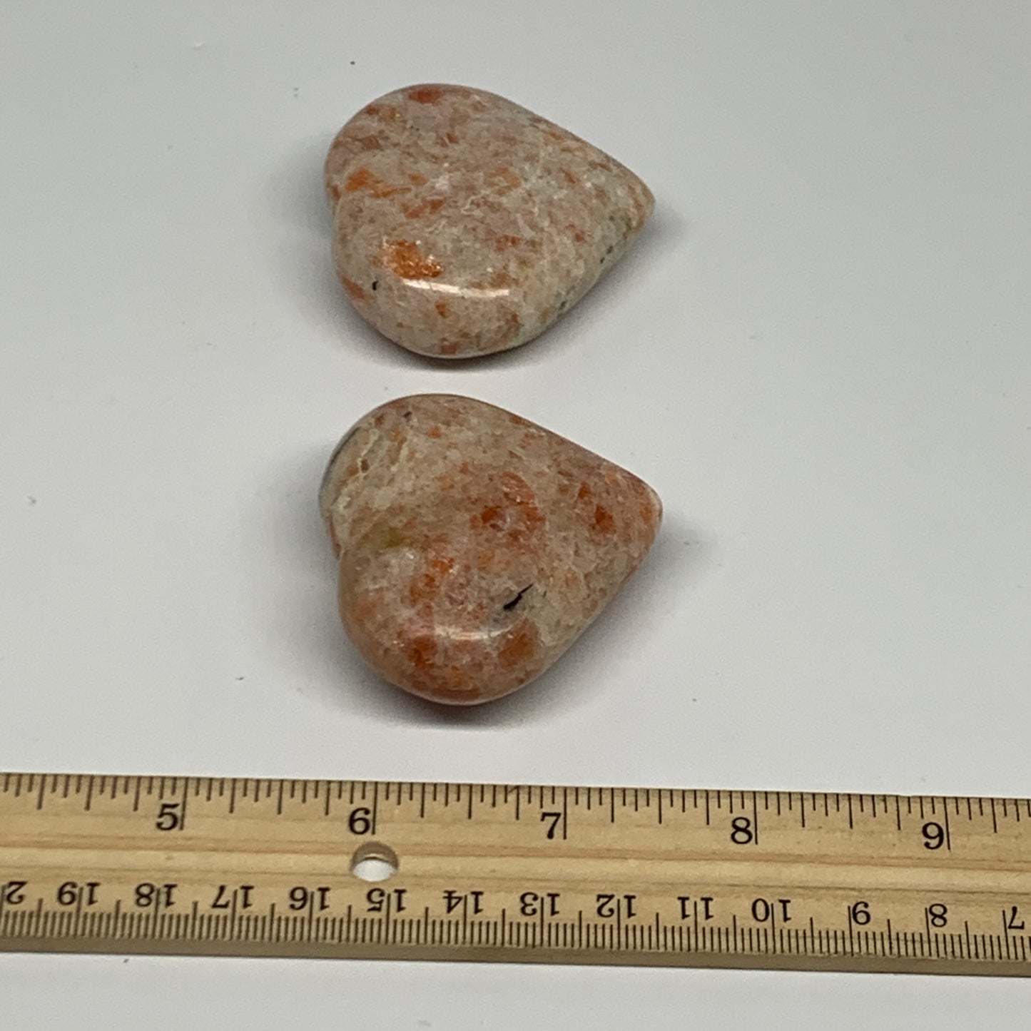 151.2g,1.9"-2", 2pcs, Sunstone Heart Small Polished Healing Crystal,B28030